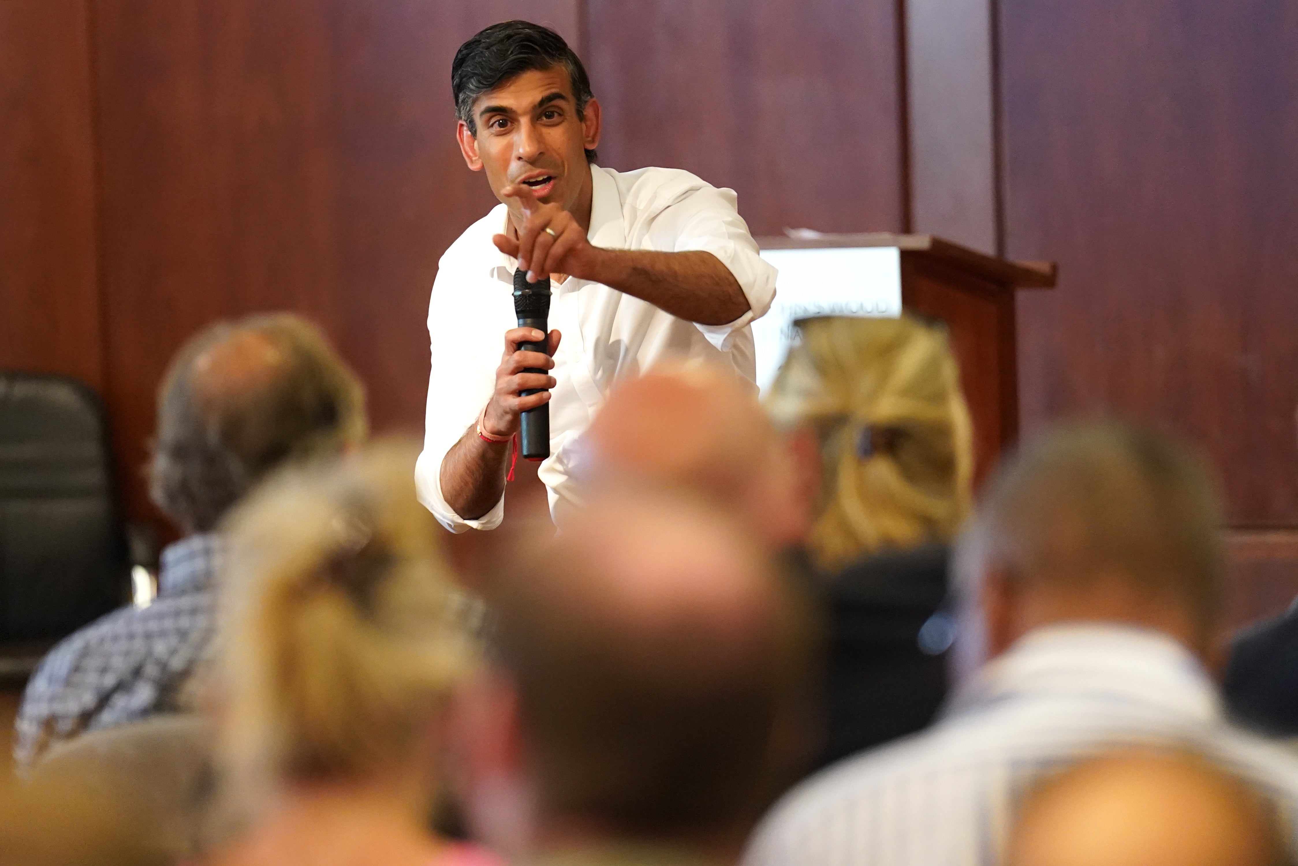 Rishi Sunak on a campaign visit to St John’s Wood Synagogue in north London (Stefan Rousseau/PA)