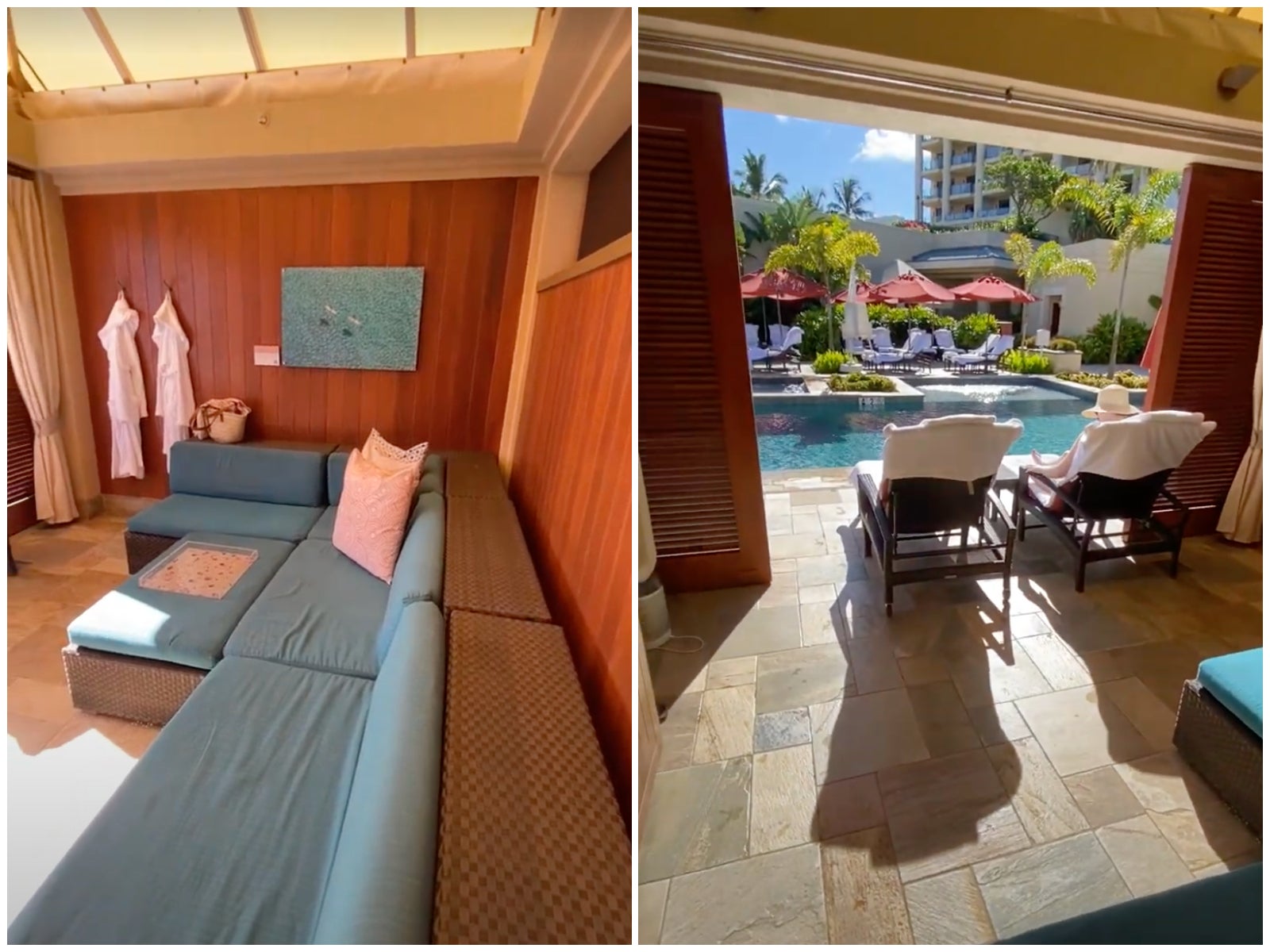 Cabanas line the poolside, with great views