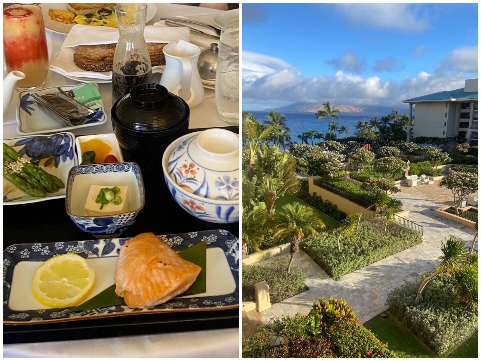 How mornings unfold on Maui: A Japanese-style breakfast served-in room, with a view