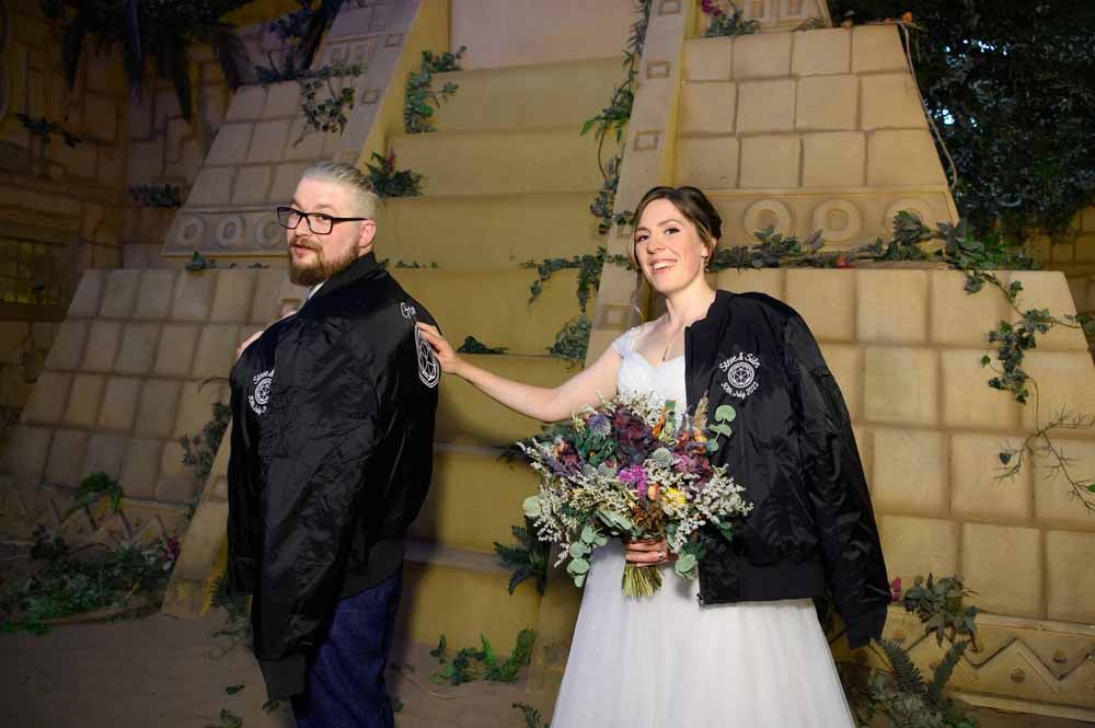 The happy couple even had bomber jackets similar to those worn by contestants of the show. (Jonathan Hordle/INhouse Images/PA Real Life)