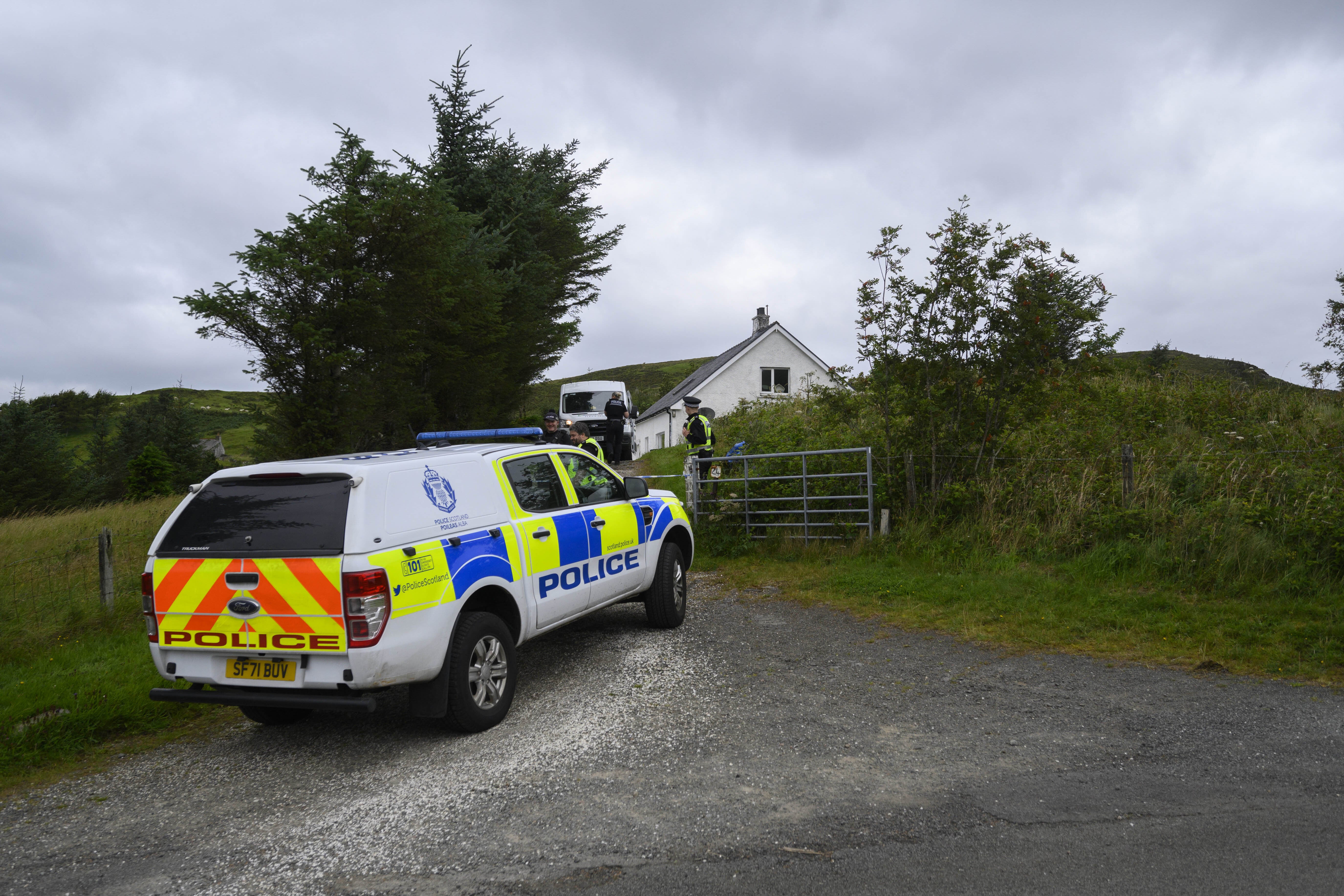 Police at the scene of the incident in Tarskavaig, Skye (John Linton/PA)