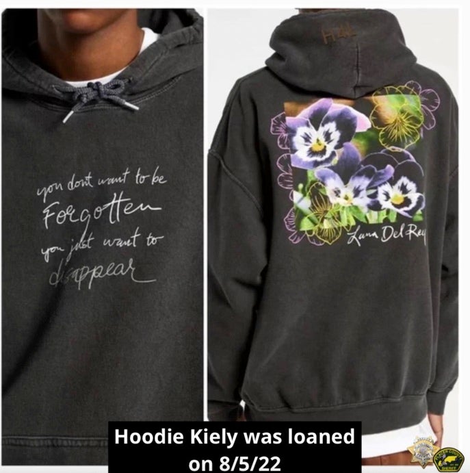 The hoodie police had previously said Kiely was wearing