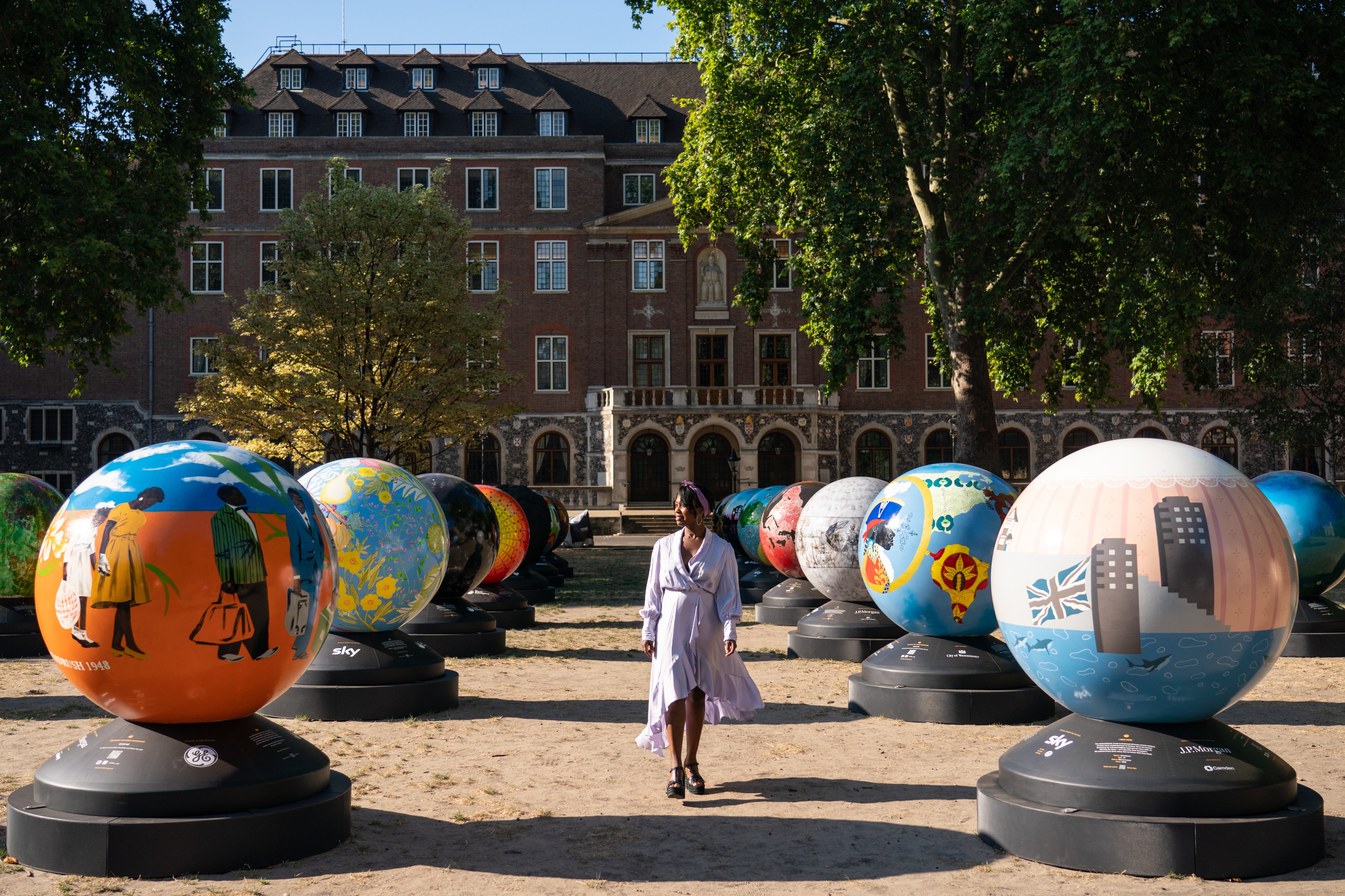 A new public art trail reflecting on colonial histories and the impact of the slave trade has previewed outside Westminster Abbey ahead of its UK launch this weekend. (Dominic Lipinski/PA)