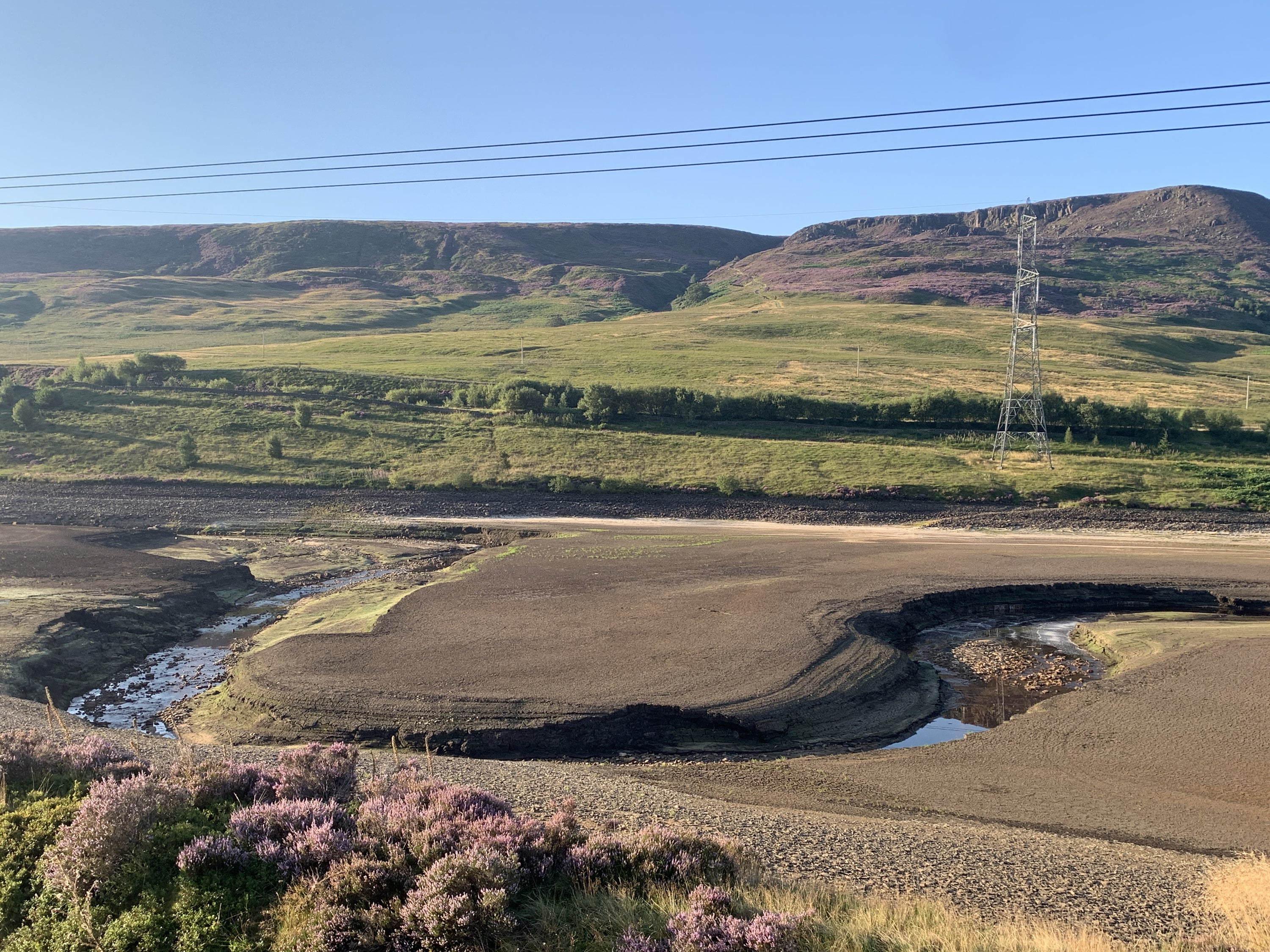 A view of the low water levels at the United Utilities, Woodhead Reservoir, in Derbyshire (Dave Higgens/PA)