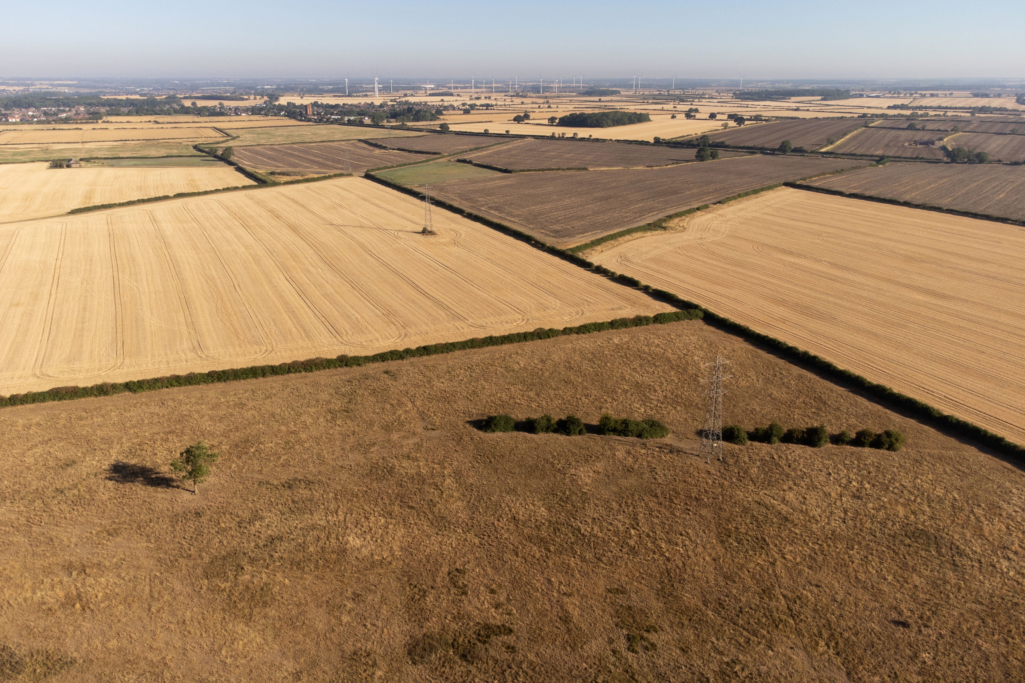 High and dry: parched fields and meadows in Finedon, Northamptonshire