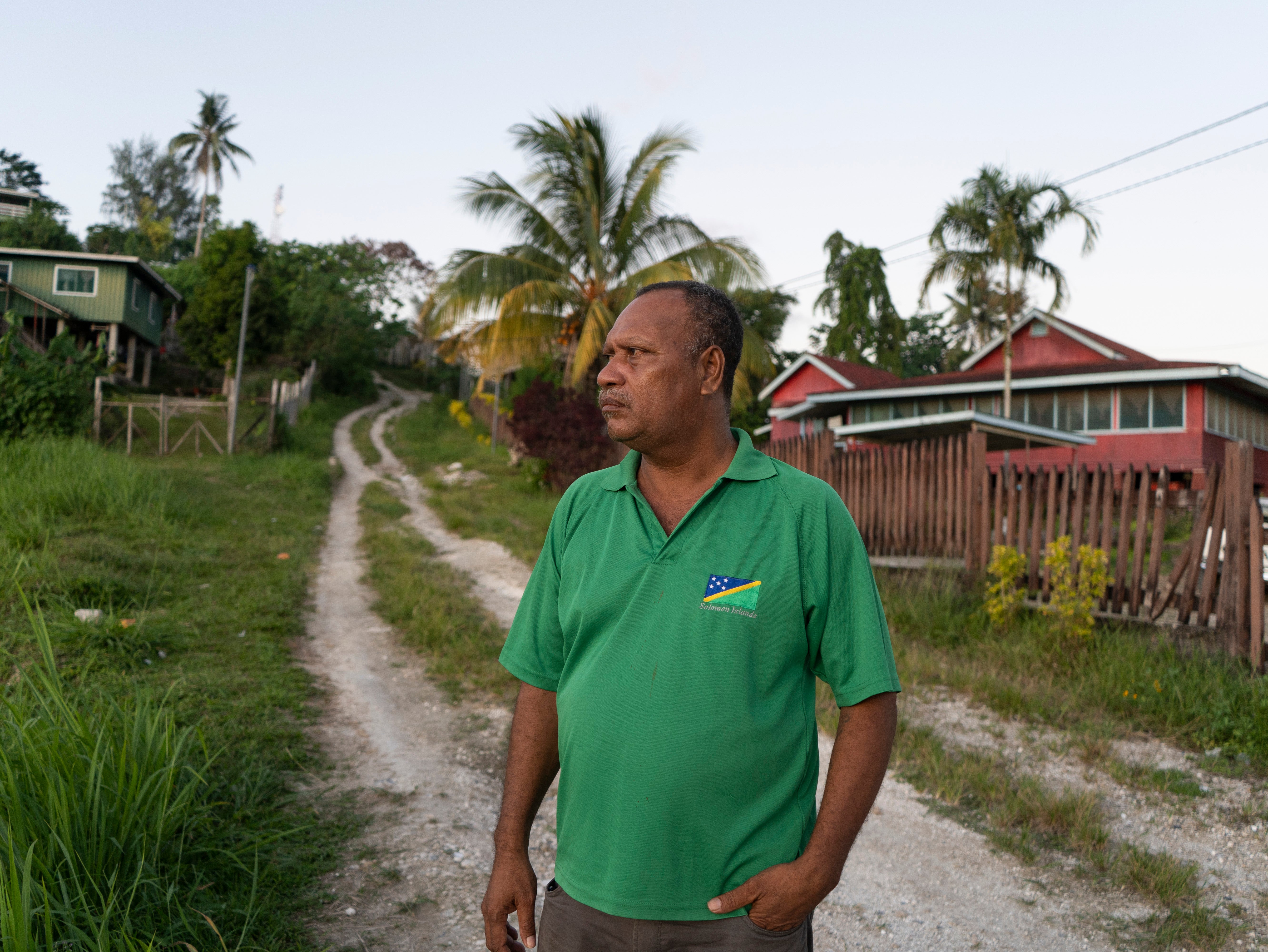 Malaita Premier Daniel Suidani stands outside his office in the town of Auki