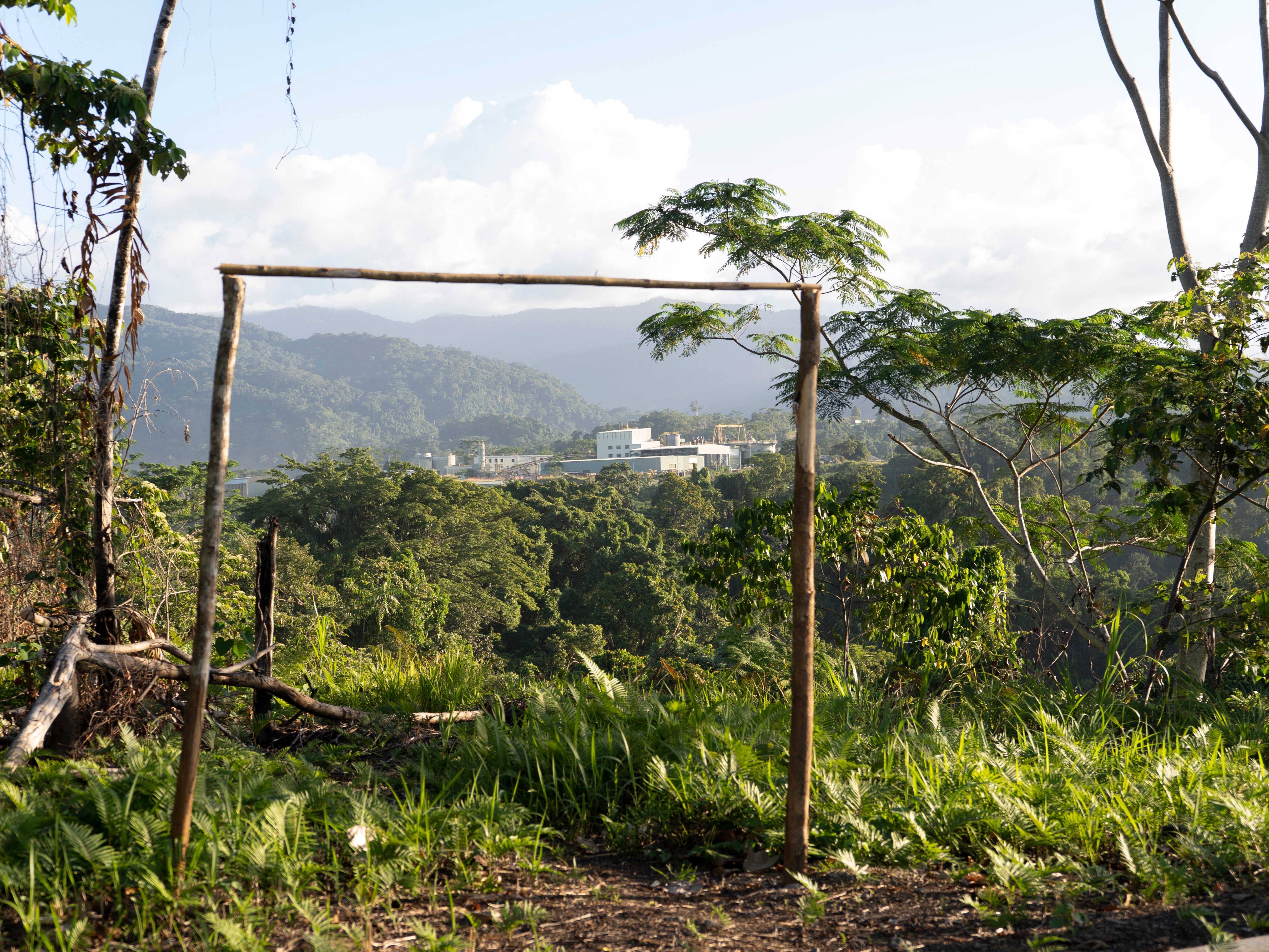 The Gold Ridge mine seen through a makeshift children’s football goal