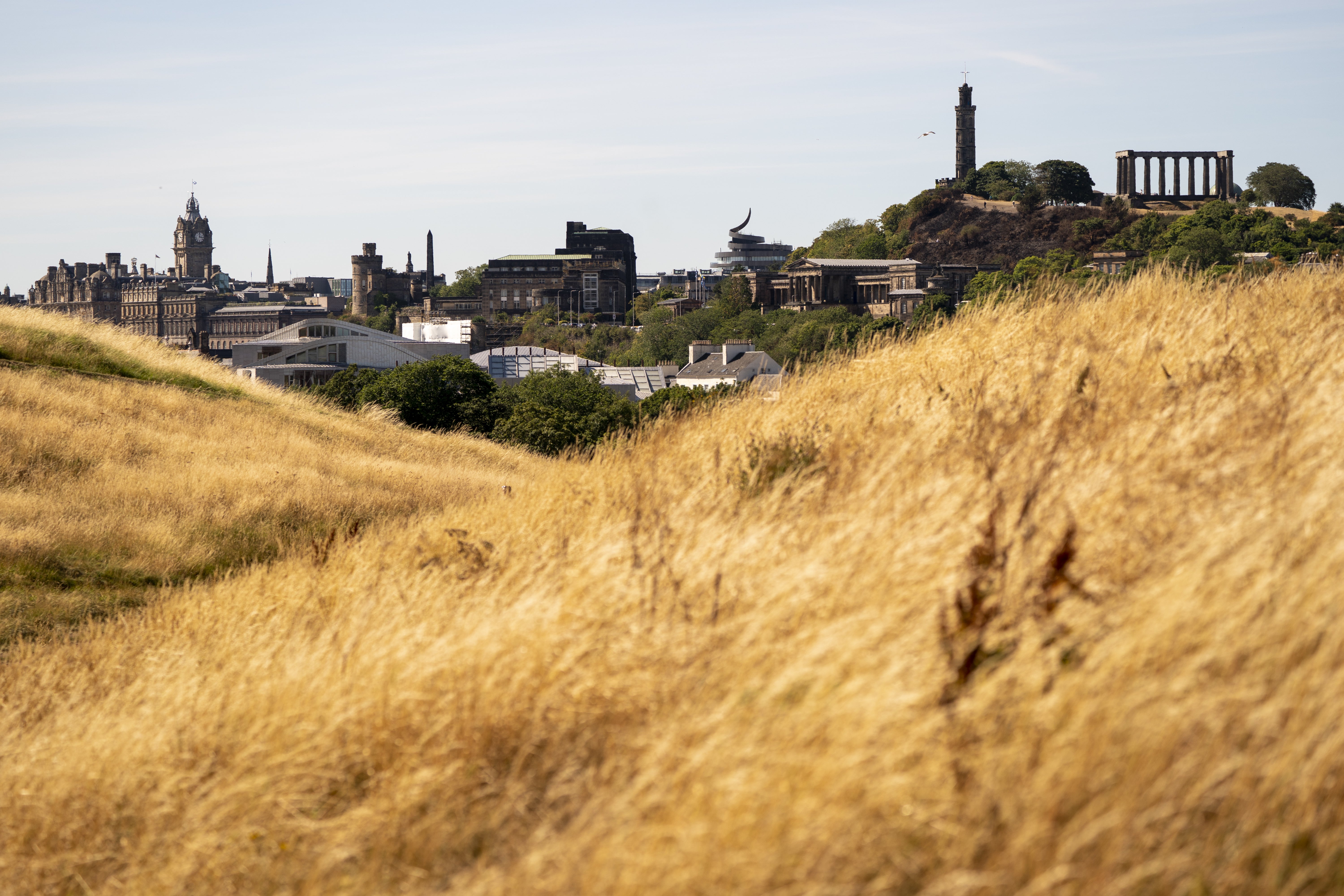 Large areas of grass in Scotland have turned yellow due to the dry conditions across the country (Jane Barlow/PA)