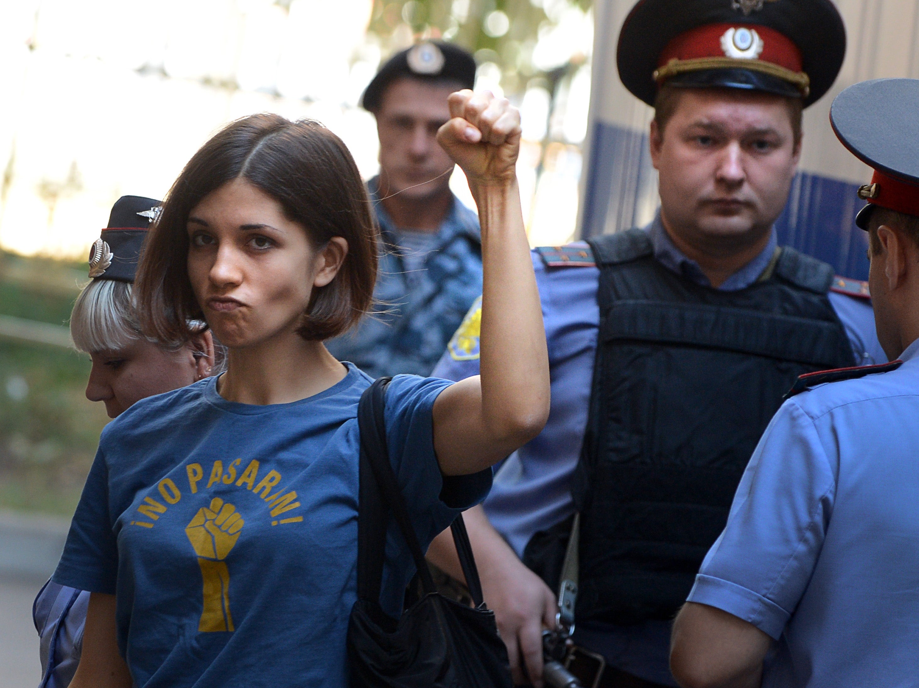 Tolokonnikova before her court hearing in Moscow, August 2012