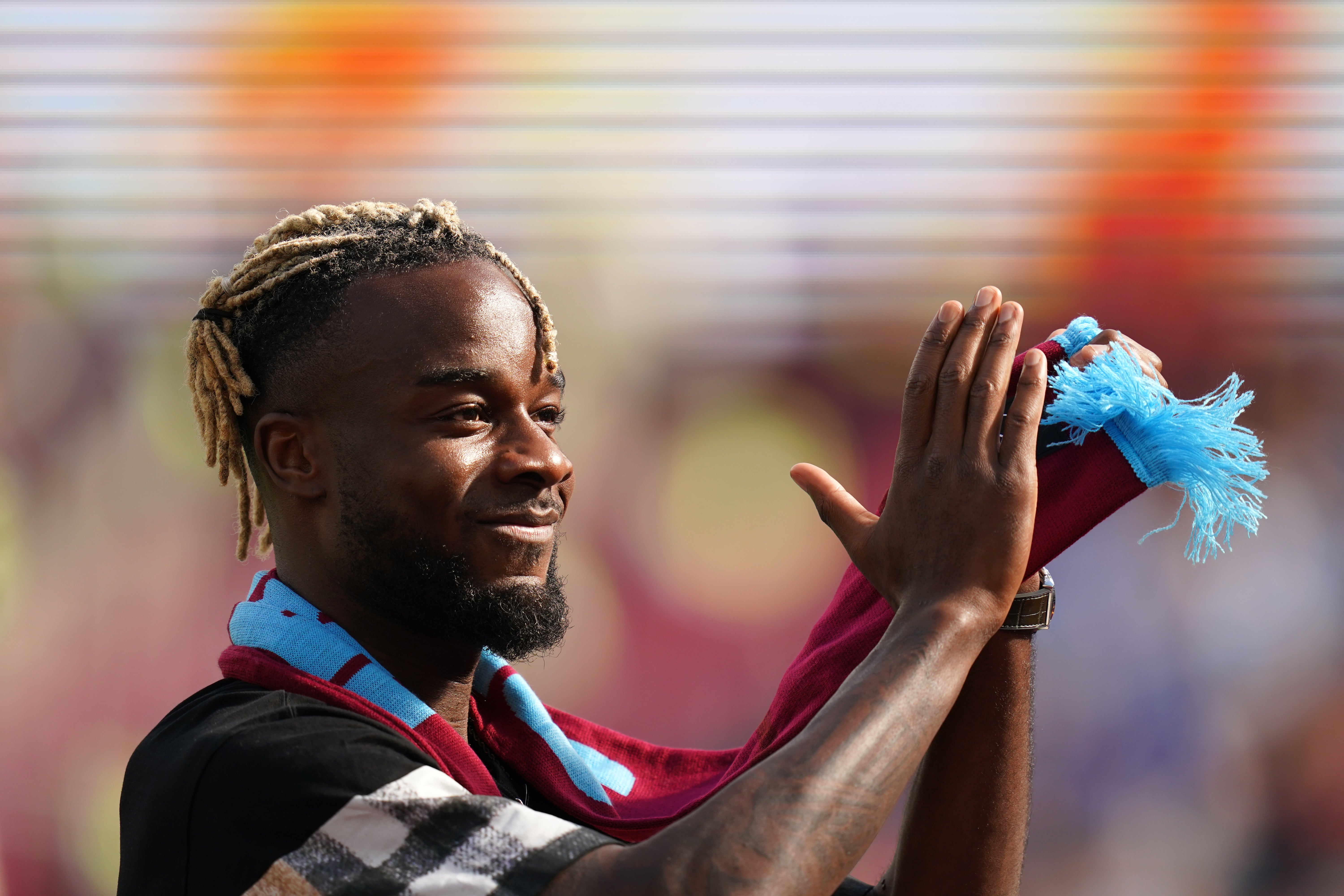 Maxwel Cornet is introduced to West Ham’s fans (John Walton/PA)