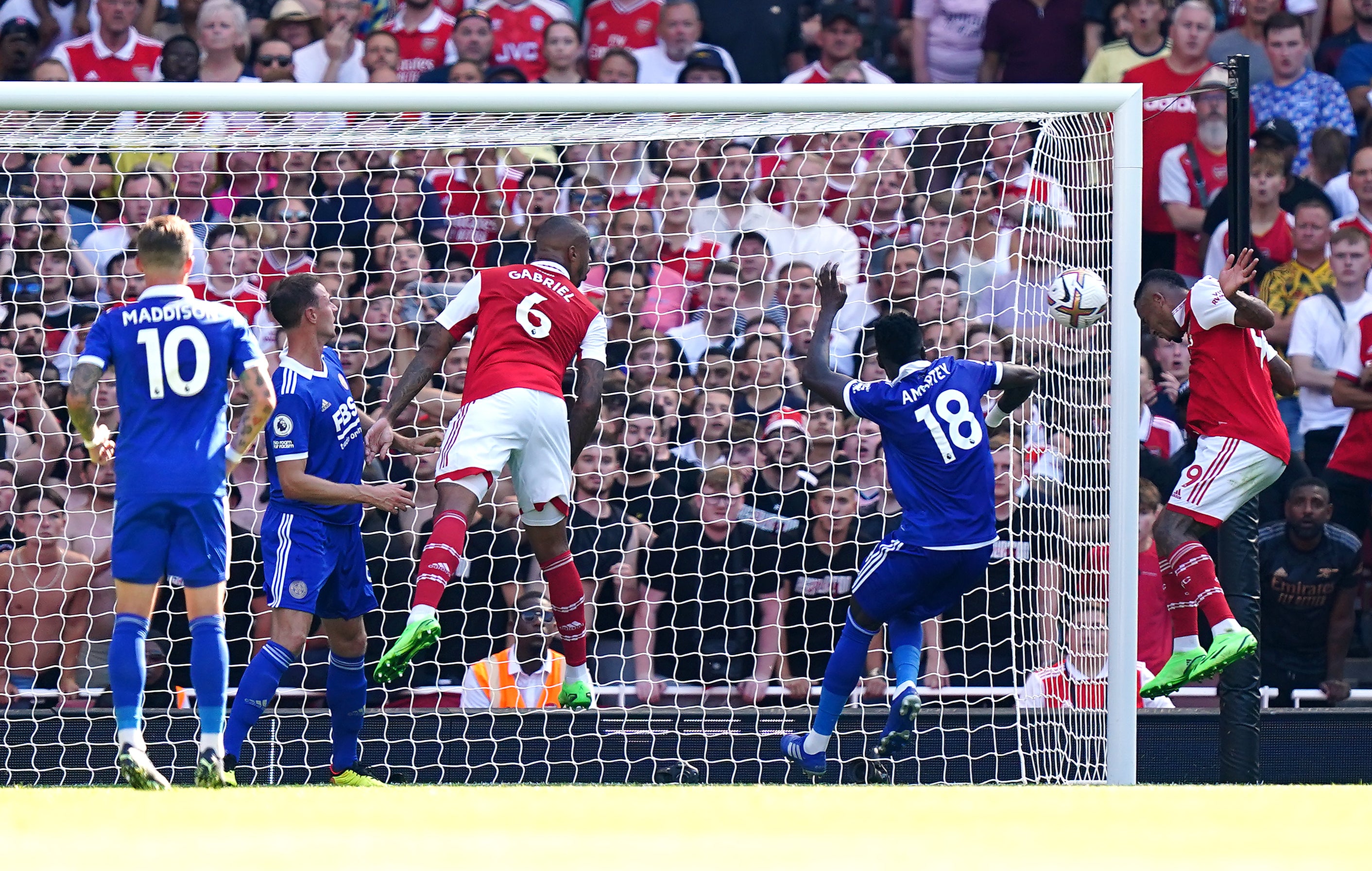 Gabriel Jesus’ second goal was a headed effort (Mike Egerton/PA)