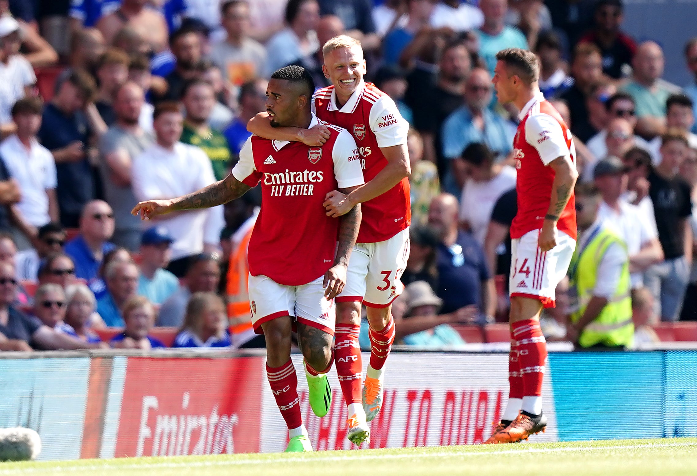 Gabriel Jesus scored twice for Arsenal (Mike Egerton/PA)