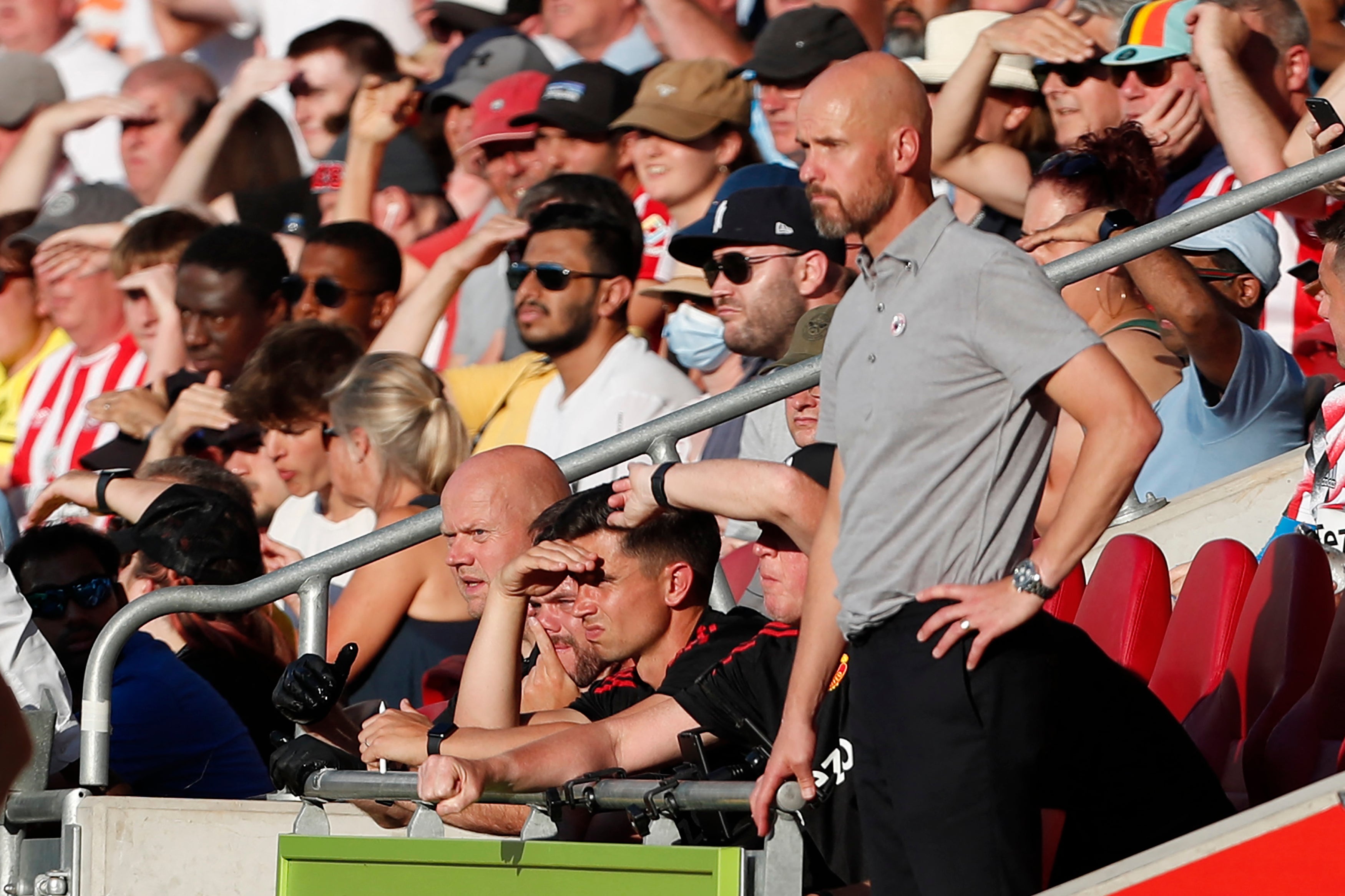 Erik ten Hag watches his side’s demolition on Saturday