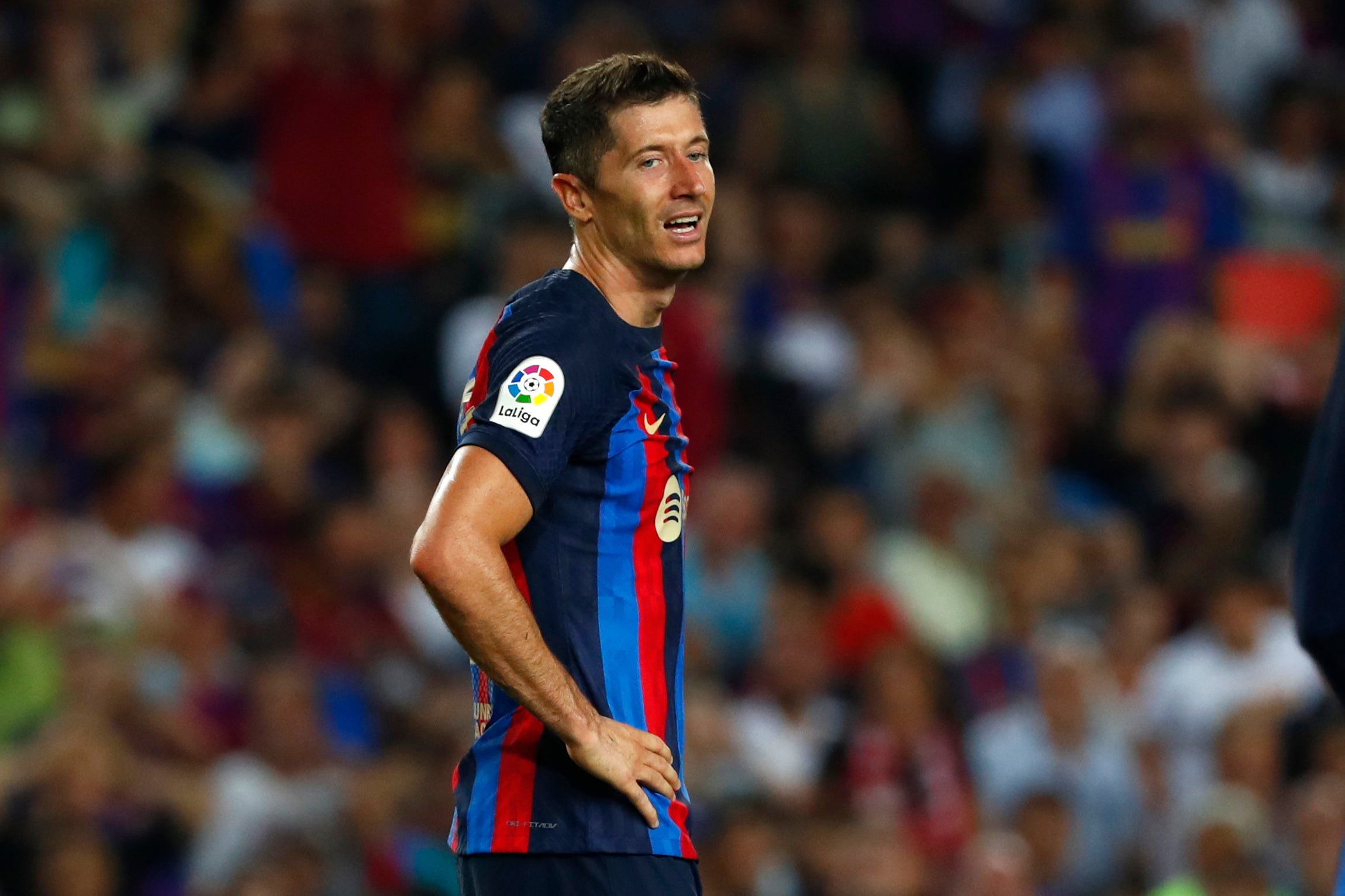 Barcelona’s Robert Lewandowski drew a blank on his LaLiga debut (Joan Monfort/AP/PA)