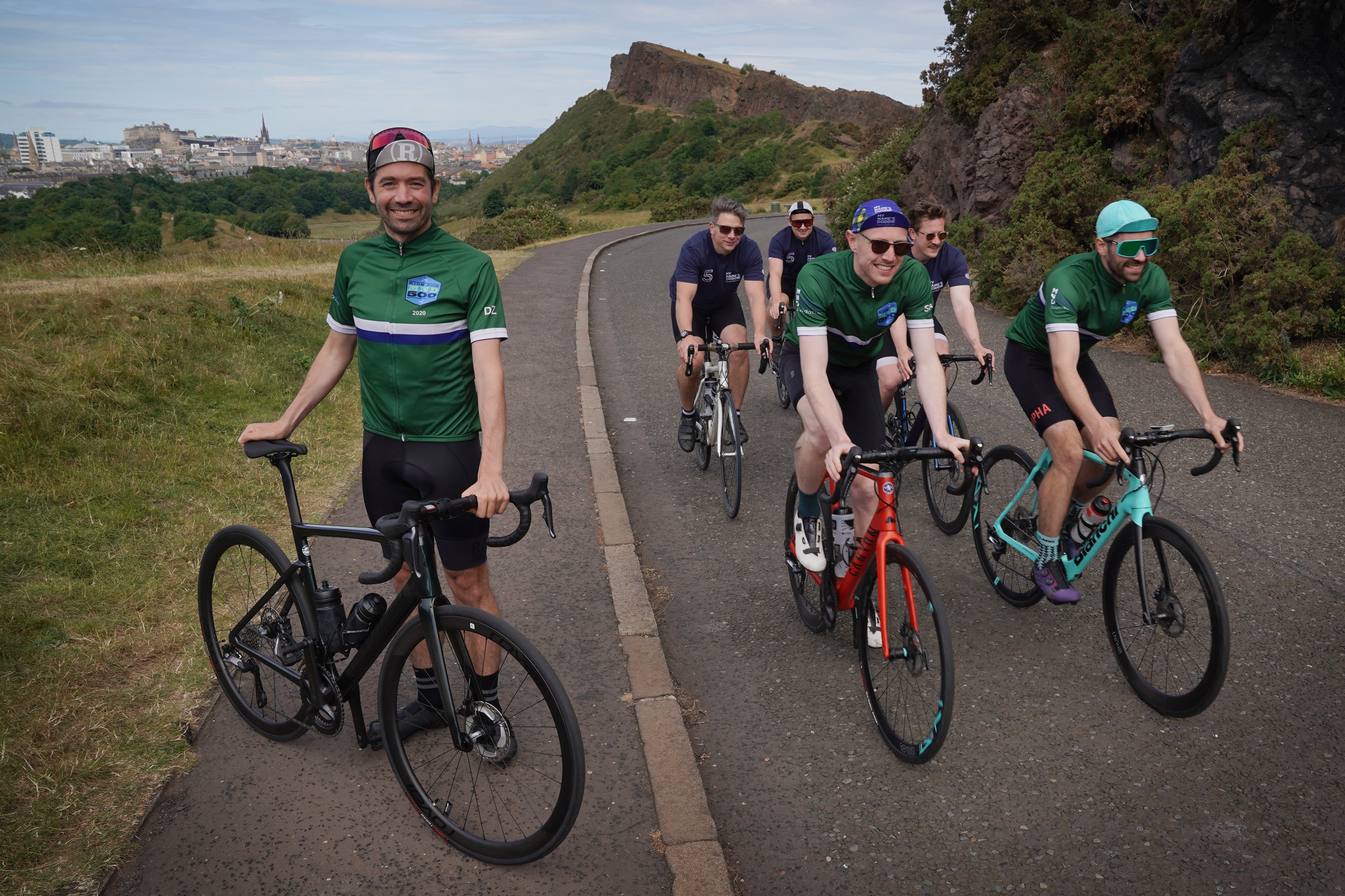 Davy’s twin brother was in his support team (PA)Davy Zyw MND Cycle Ride Davy Zyw with his brothers Tommy and Sorely and mates Craig Paul, Ryan Brennan and Malcom HolwillPicture by Stewart AttwoodAll images © Stewart Attwood Photography 2022. All other rights are reserved. Use in any other context is expressly prohibited without prior permission. No Syndication Permitted.