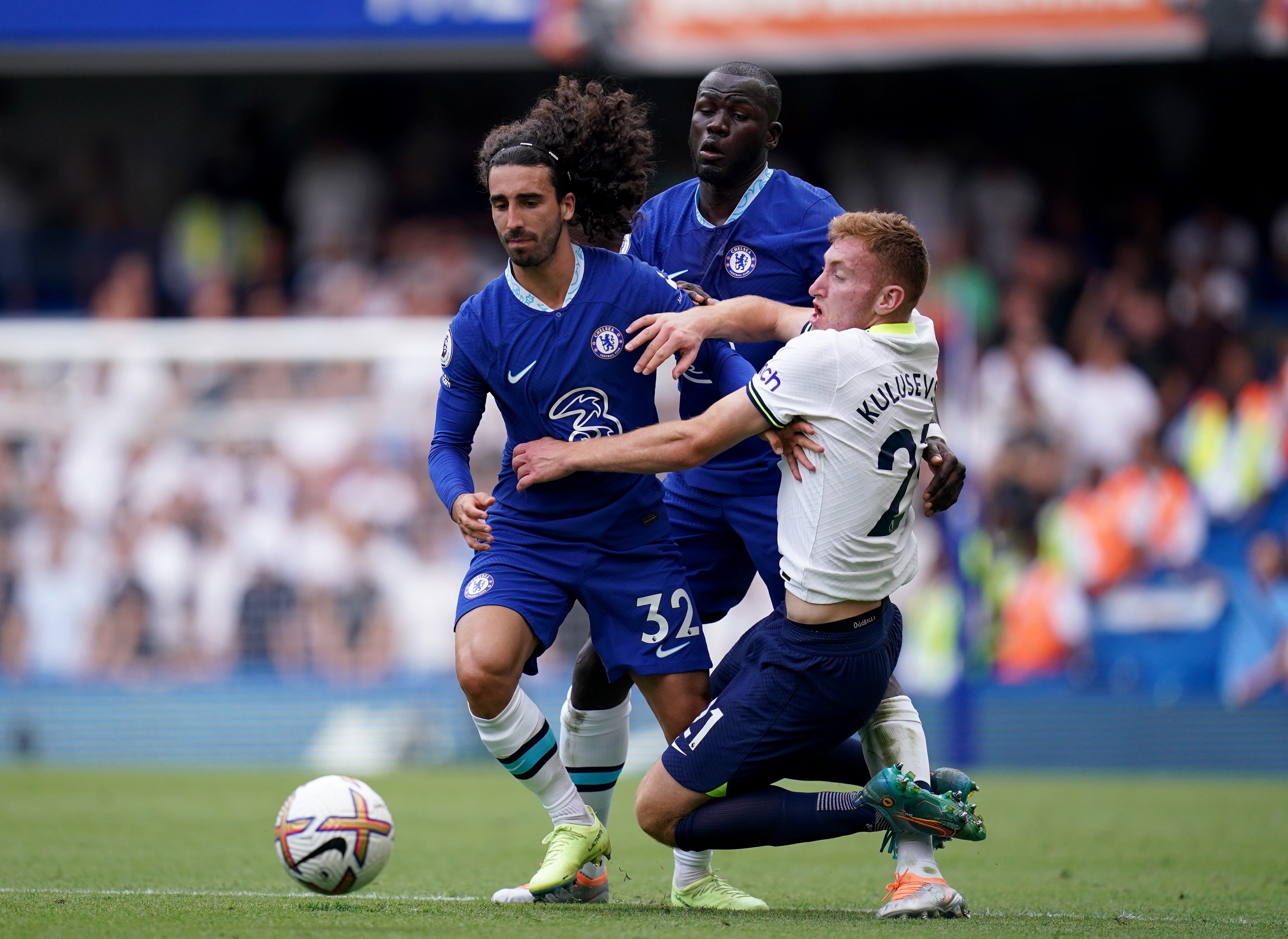 Marc Cucurella (left) was handed a full debut by Chelsea (John Walton/PA)