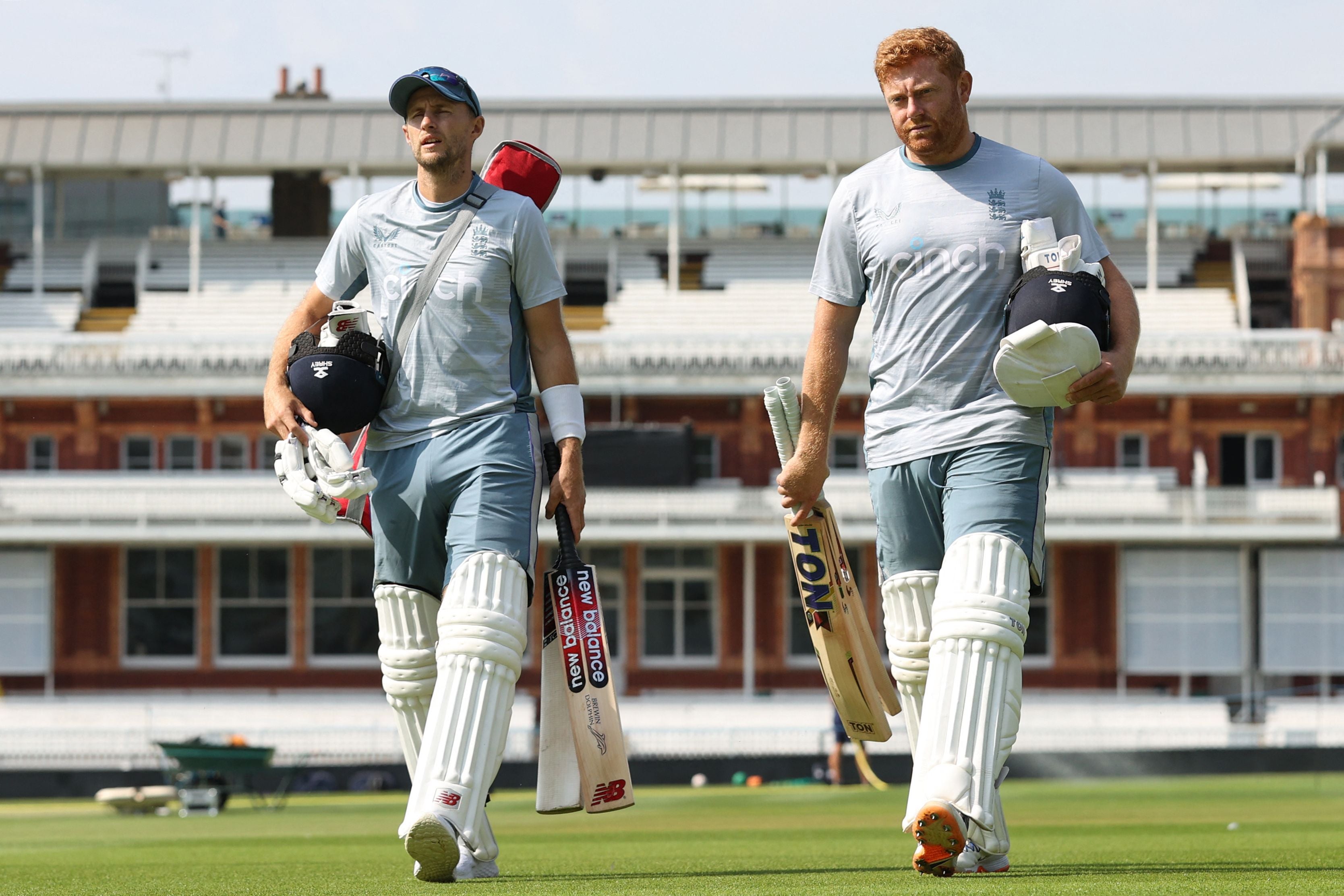 Joe Root and Jonny Bairstow arrive for practice at Lord’s