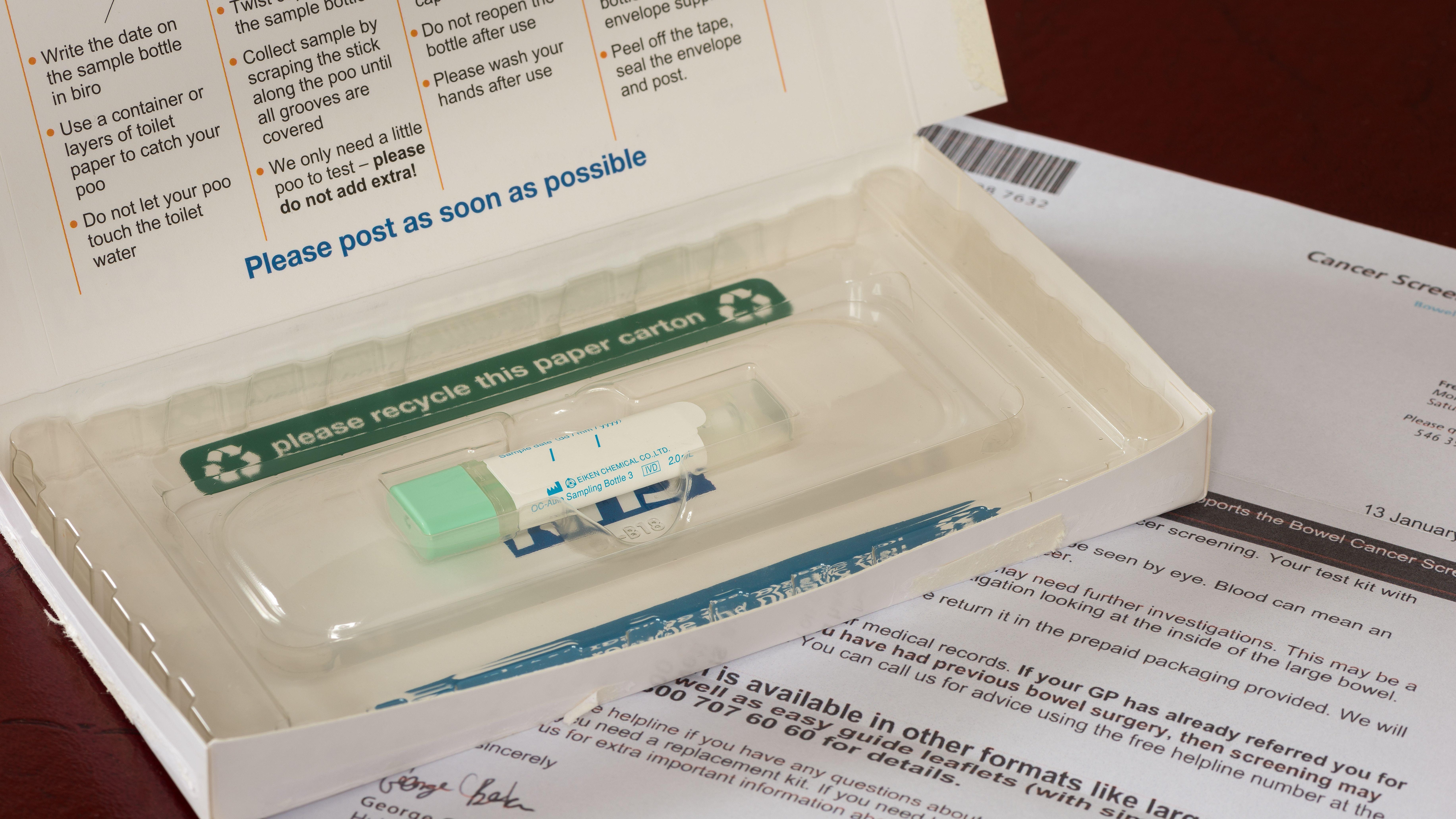 Screening letter and kit for bowel cancer (Alamy/PA)