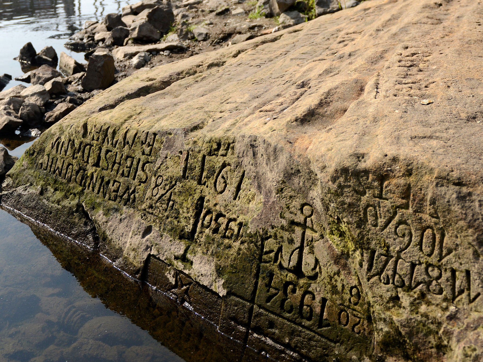 Hunger stone on the Elbe in Decin, Czech Republic