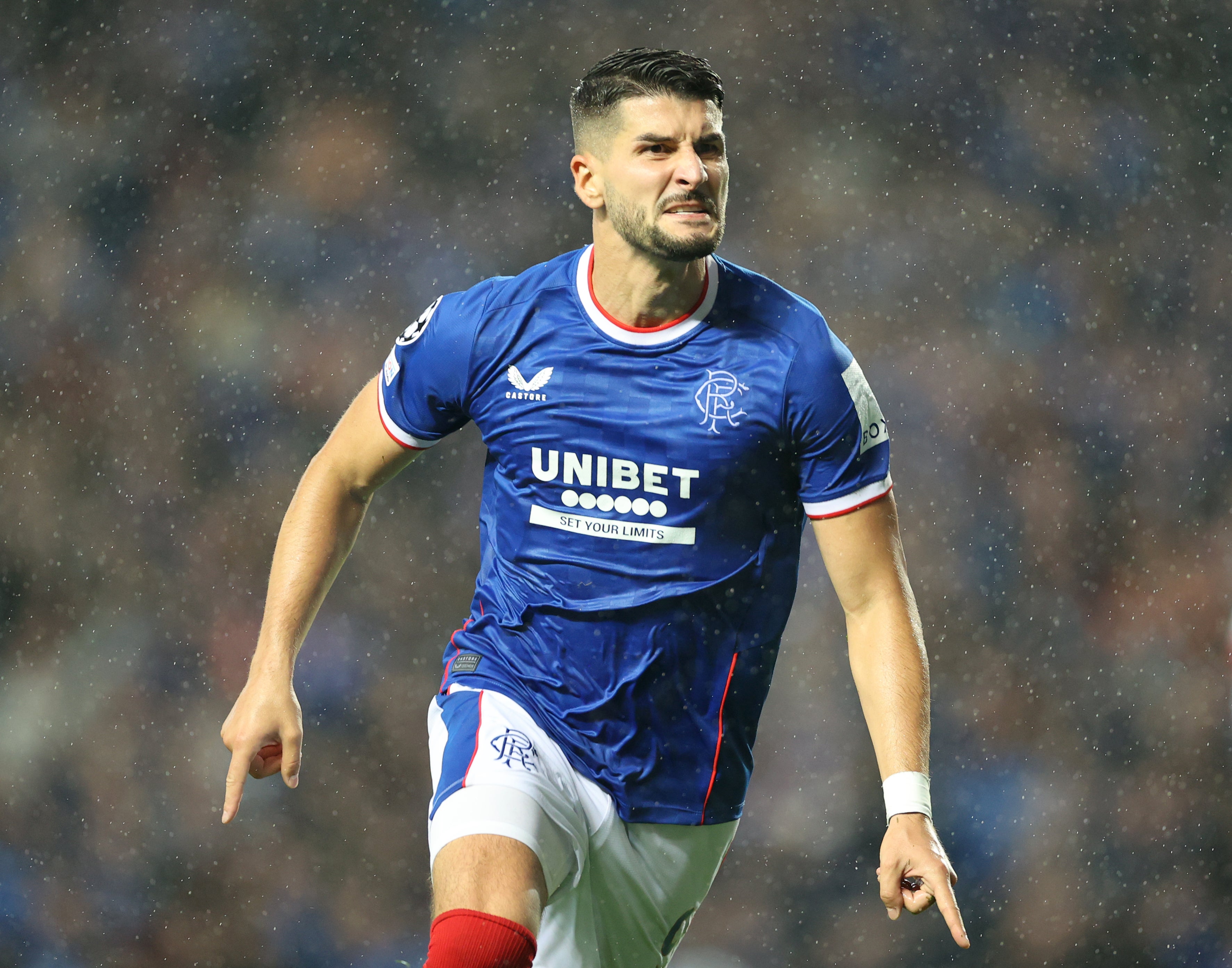 Rangers’ Antonio Colak levels against PSV (Steve Welsh/PA)