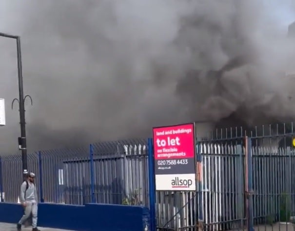 The fire broke out near railway arches just south of the River Thames