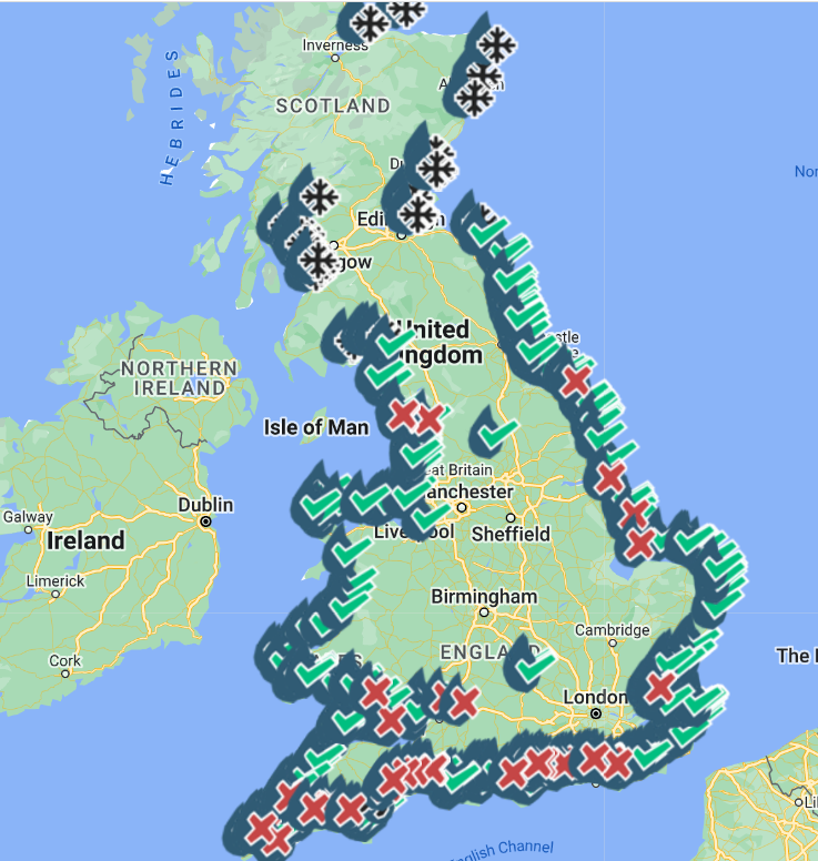 Surfers Against Sewage have mapped out the worst hit spots across the UK