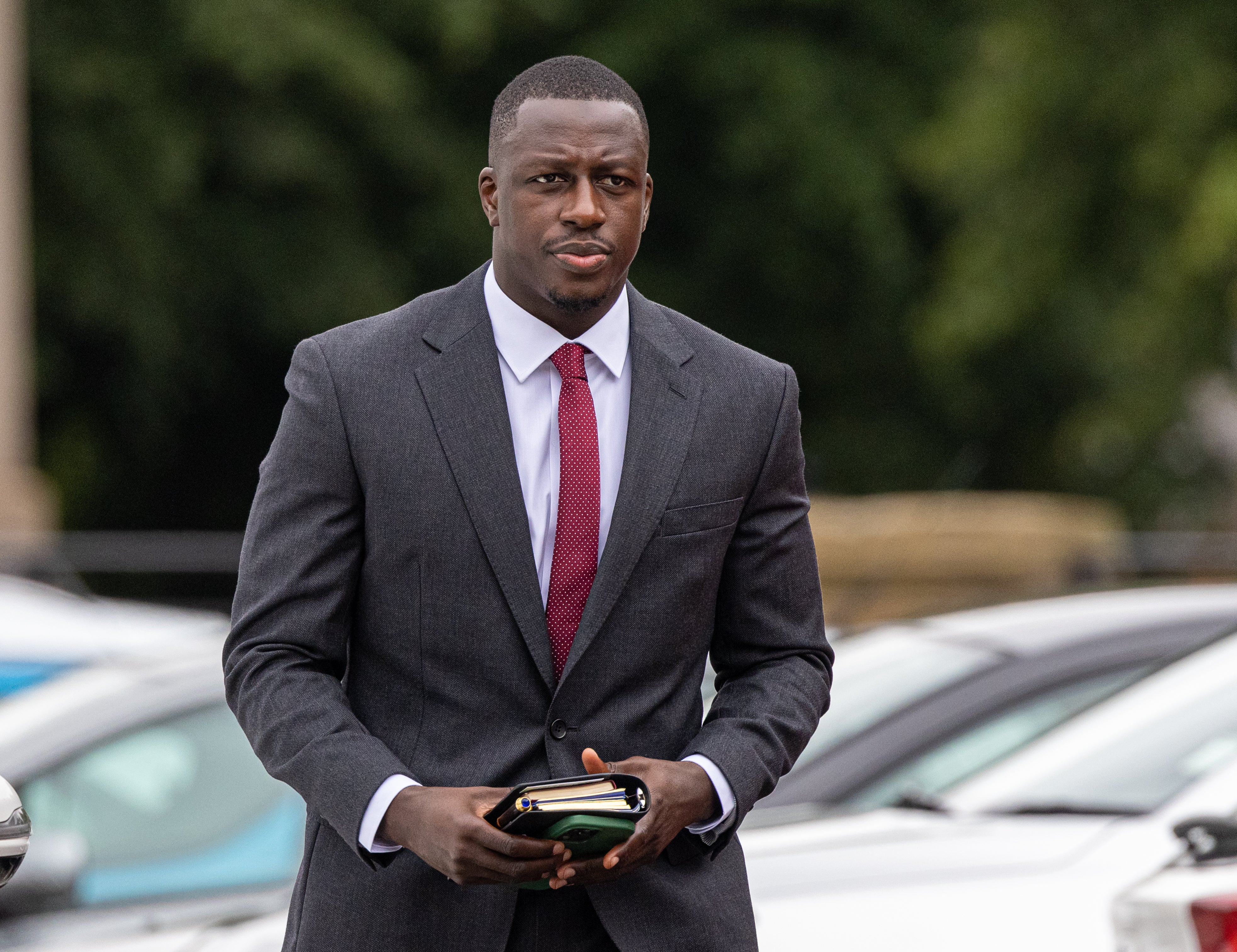 Manchester City footballer Benjamin Mendy arrives at Chester Crown Court