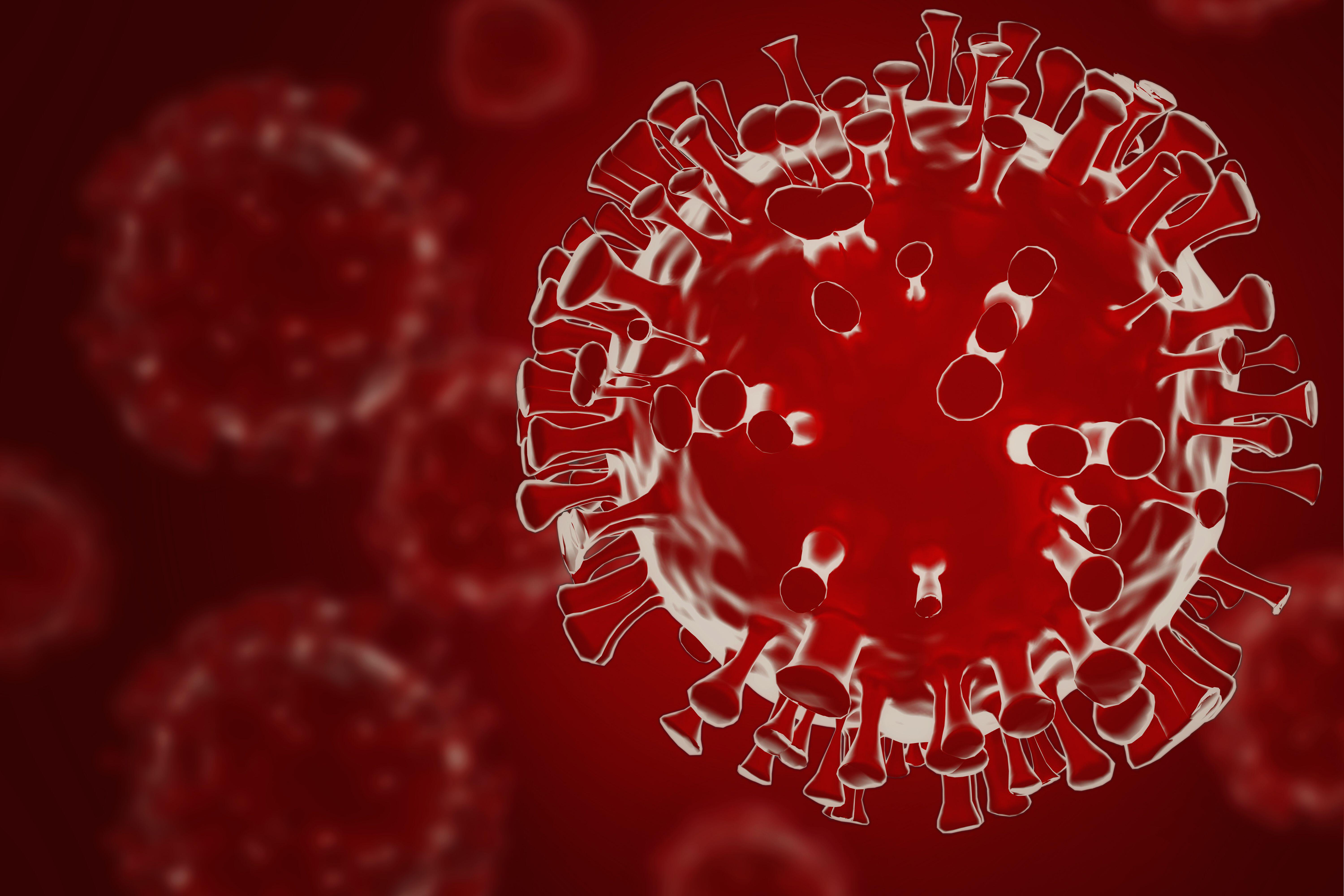 A 3D illustration of the Delta variant of Covid-19