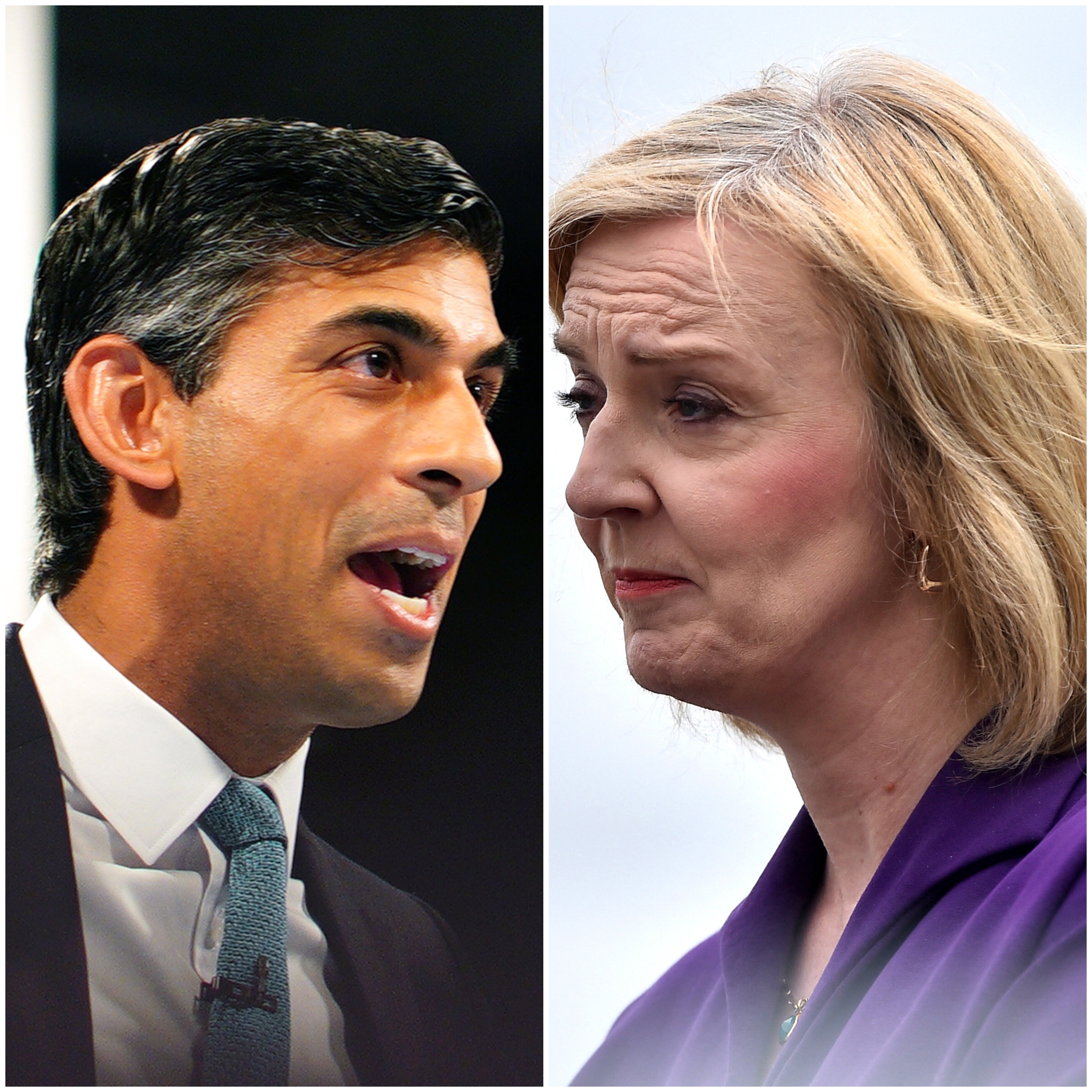 Both Tory leadership candidates were forced on Thursday to confront a stark report from economists warning of the danger tax cuts could pose to the public purse (Ben Birchall/Clodagh Kilcoyne/PA)