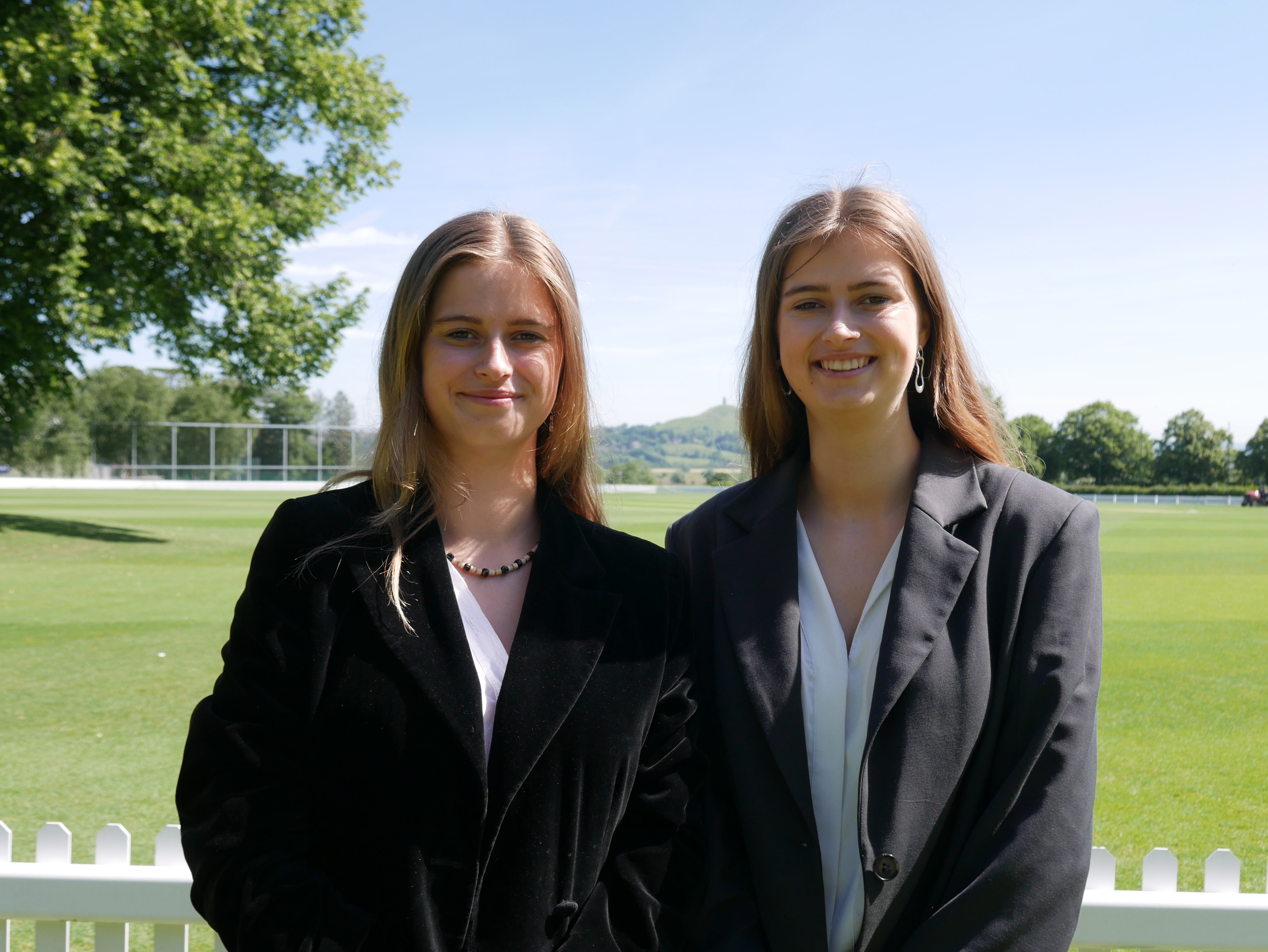 Elena (left) and Rosa Launder both achieved A* A-level results at Millfield School (Millfield School/PA)