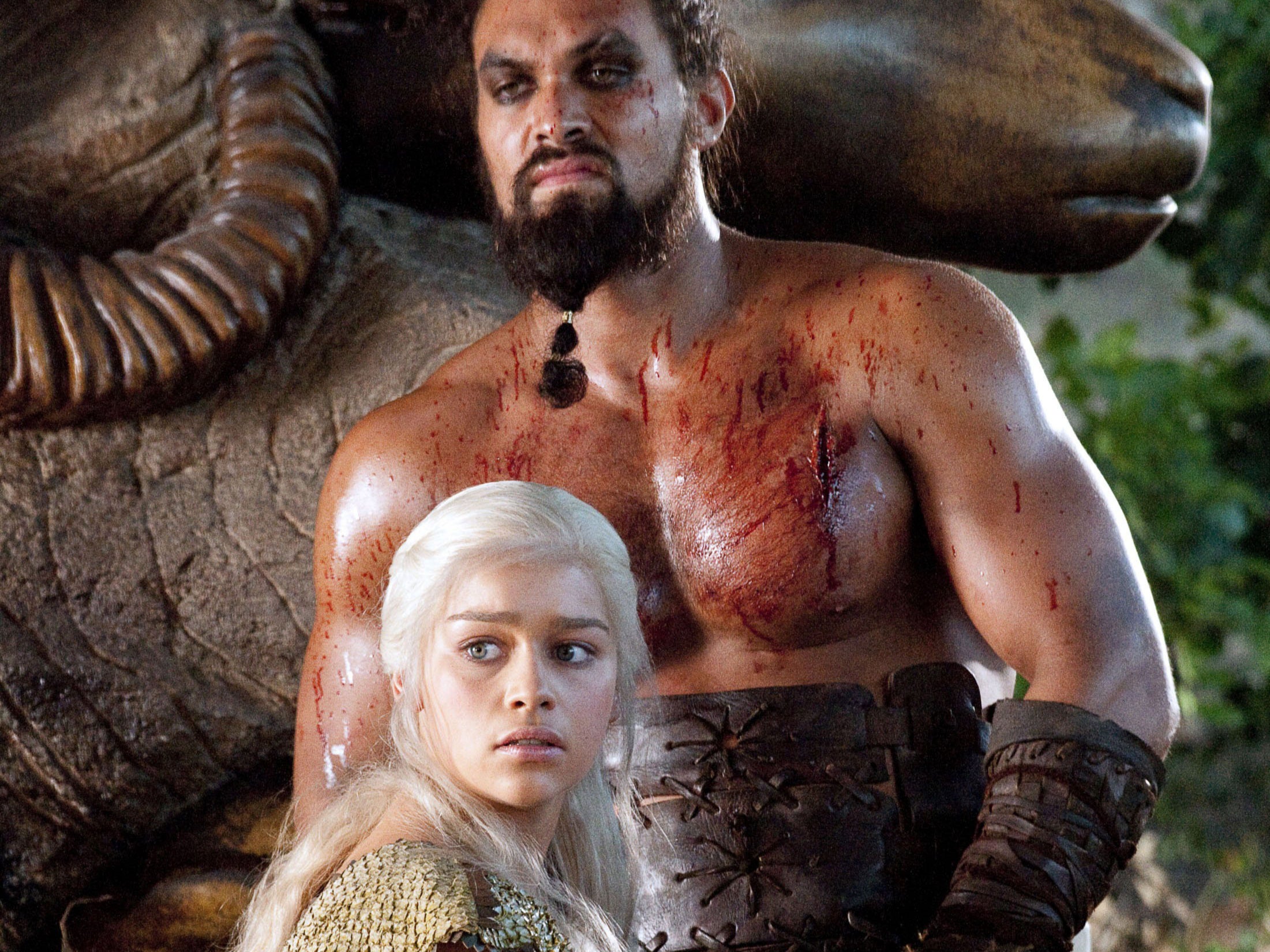 Emilia Clarke and Jason Momoa in ‘Game of Thrones’