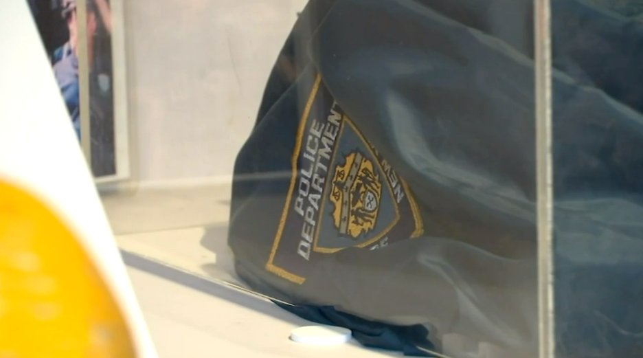 A New York Police Department uniform is on display at the 9/11 Tribute Museum in Lower Manhattan