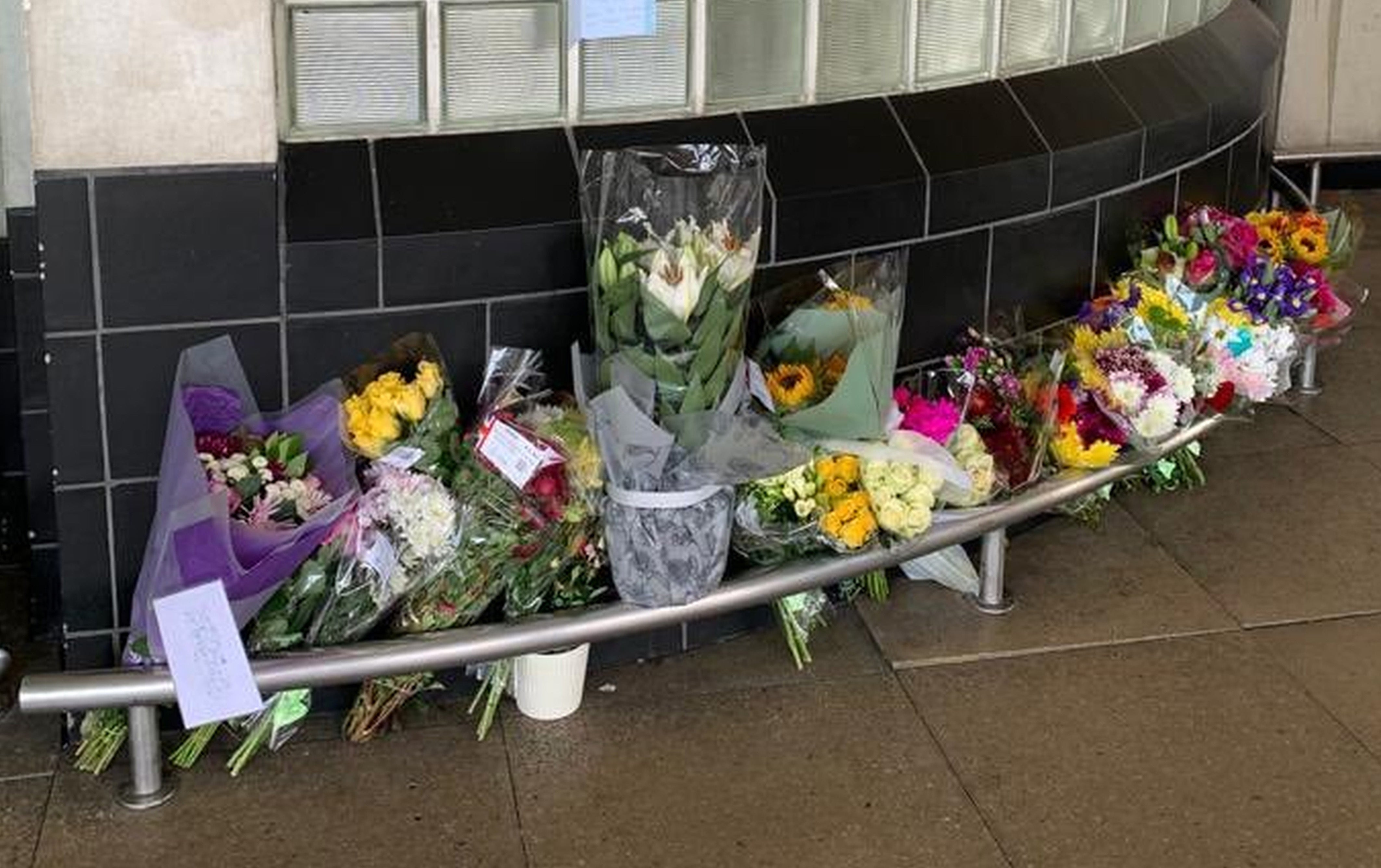 Flowers outside Perivale Tesco, Greenford, where Mr O’Halloran used to play his accordion