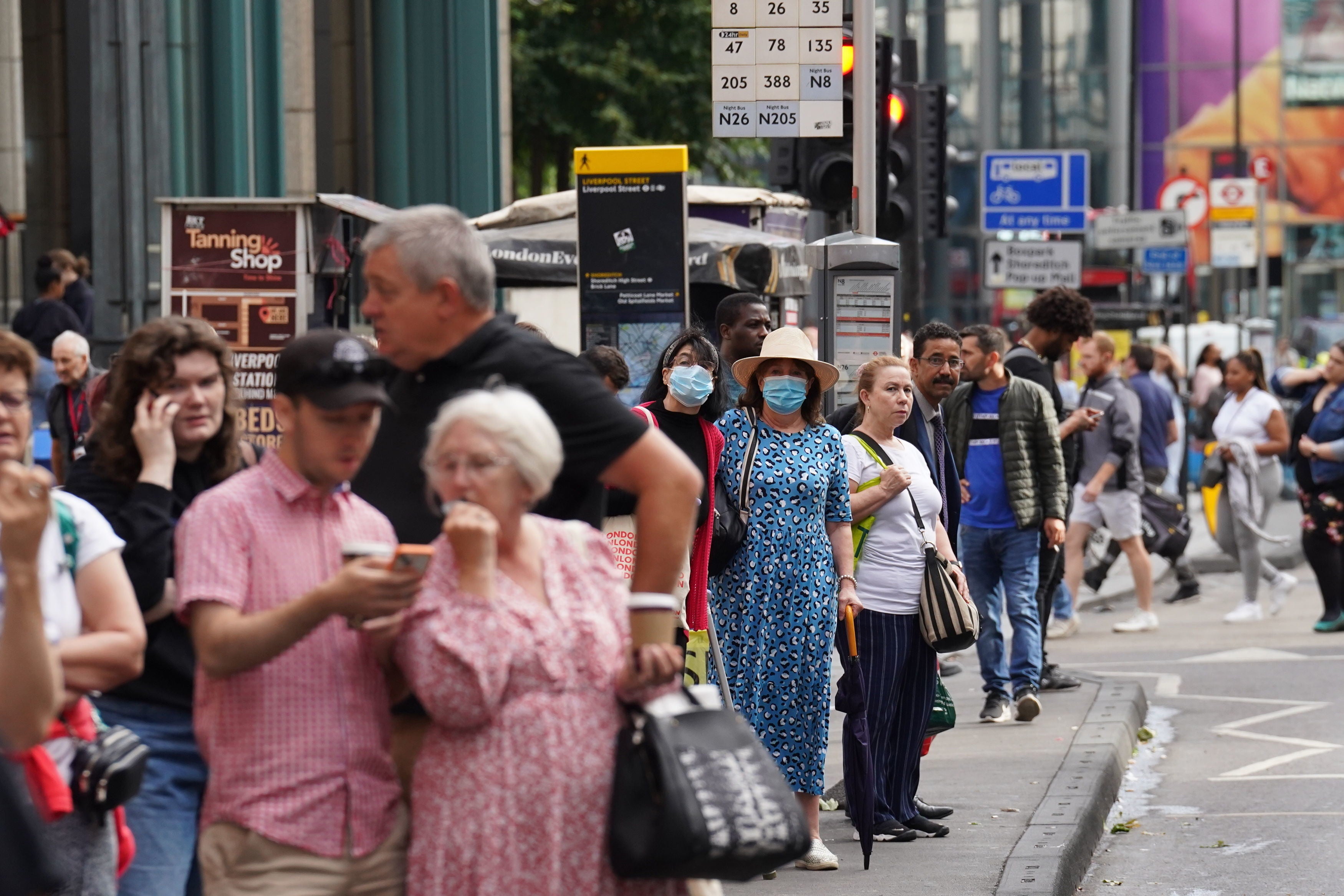 Anxious tourists outside Liverpool St