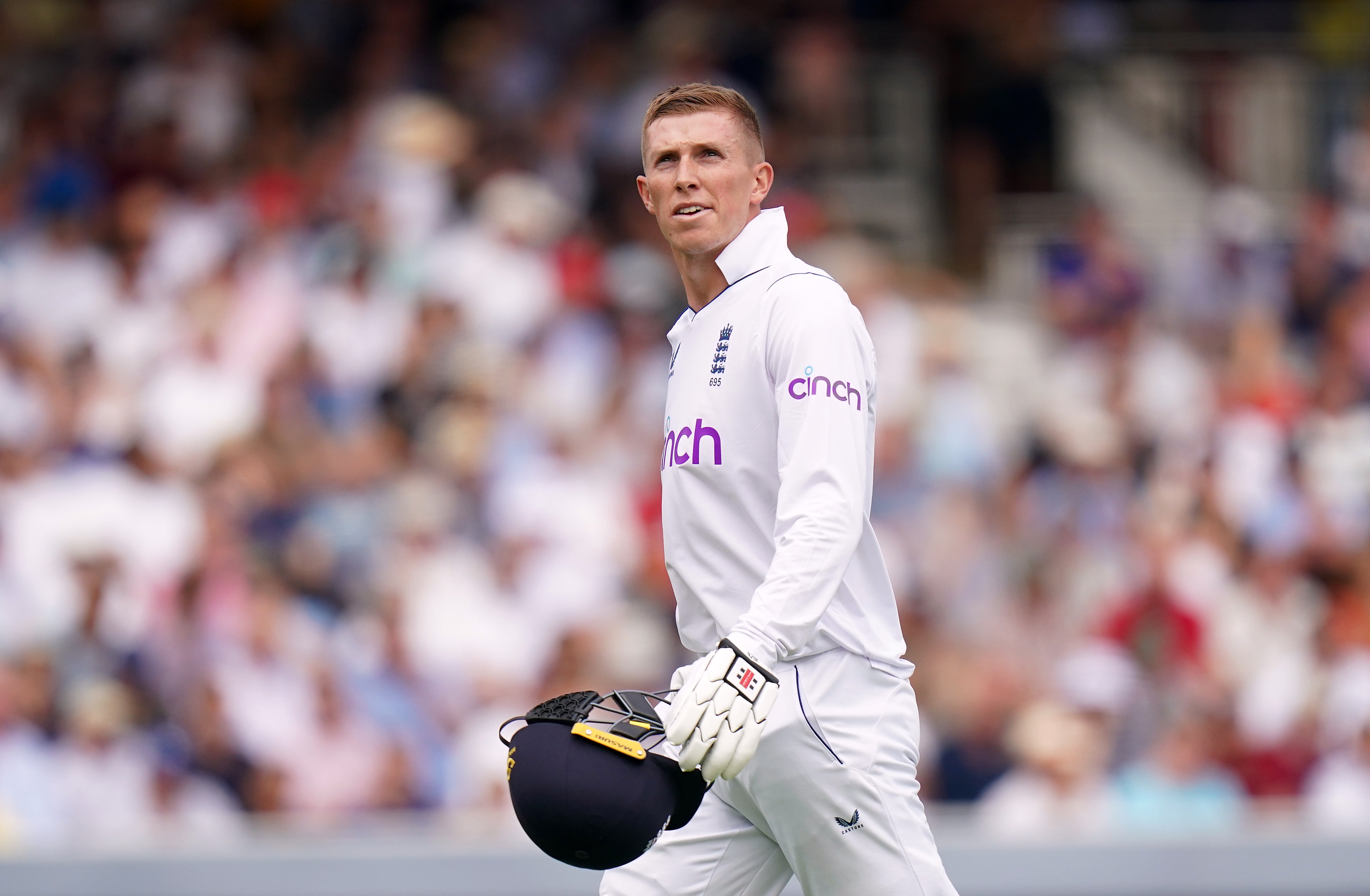 Zak Crawley’s troubles with the bat continued as England slipped to a troubling 38 for two at the lunch break (Adam Davy/PA)