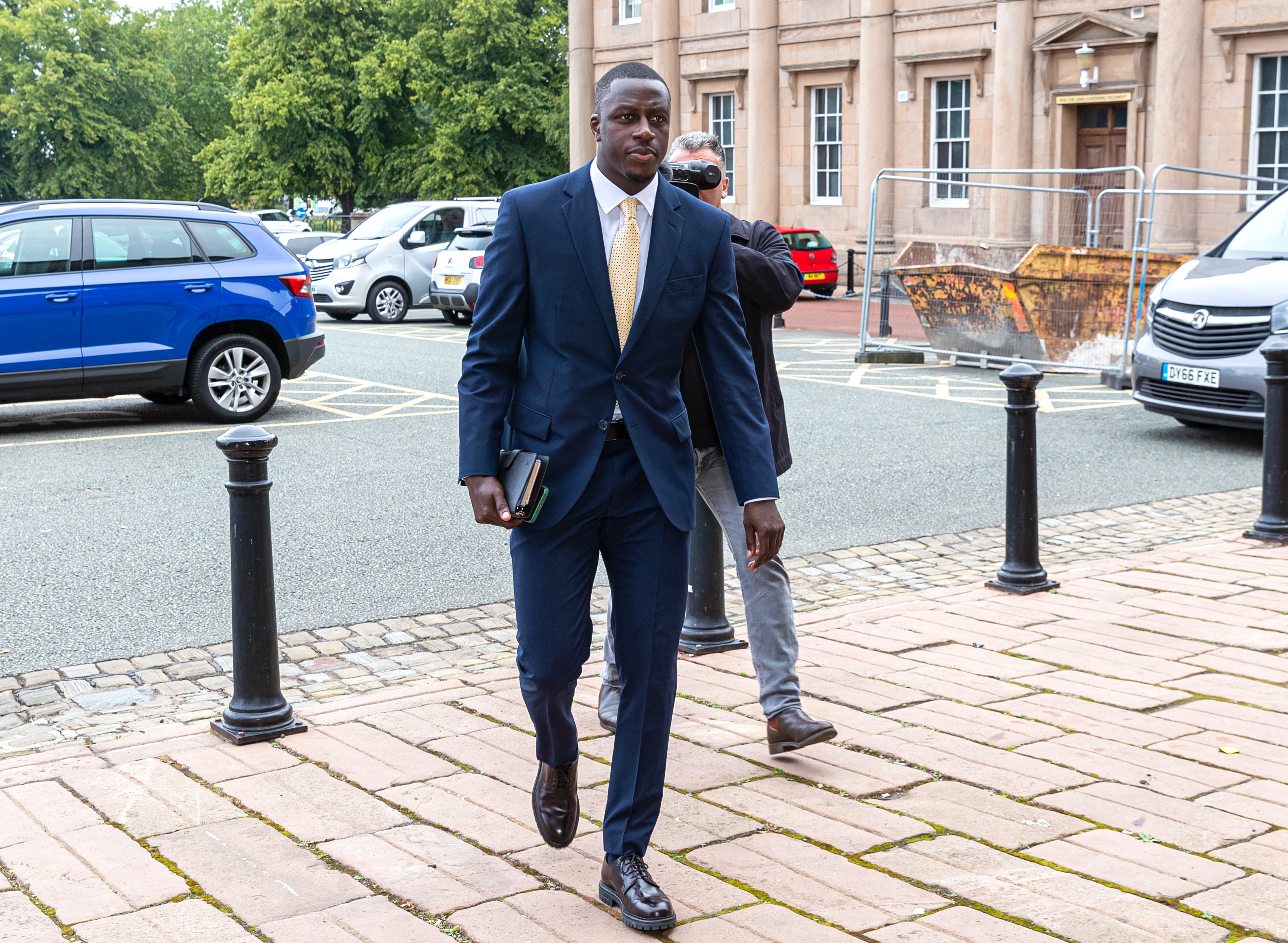 Manchester City footballer Benjamin Mendy arrives at Chester Crown Court (David Rawcliffe/PA)