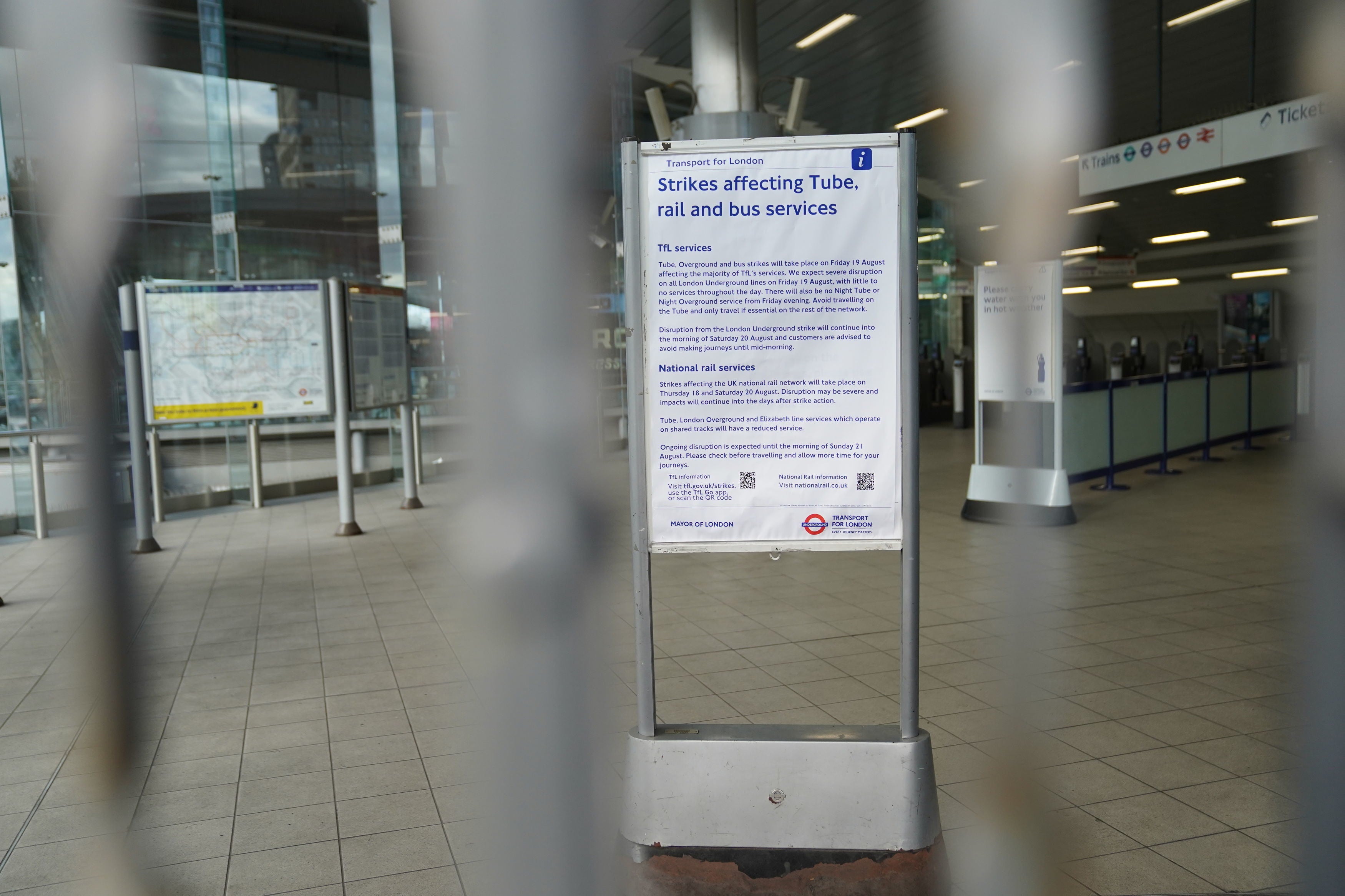 A closure notice at Stratford