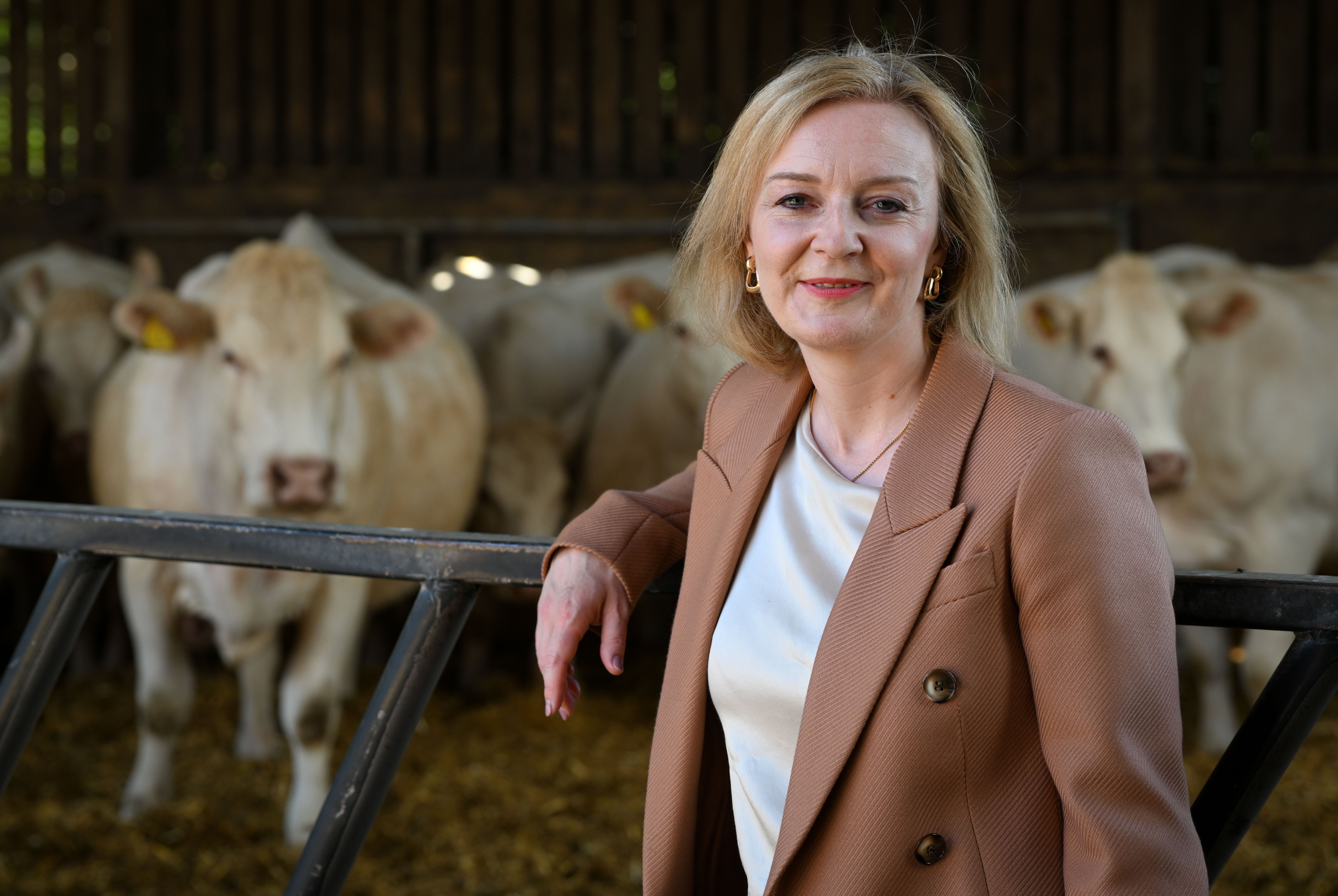 Liz Truss during a visit to Twelve Oaks Farm in Newton Abbot, Devon, earlier this month (Finnbarr Webster/PA)