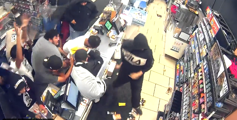 People who began looting a 7-11 on Monday morning were seen taking cigarettes, food, drinks and lotto tickets, with one group even attempting to steal the cashier’s box, police said