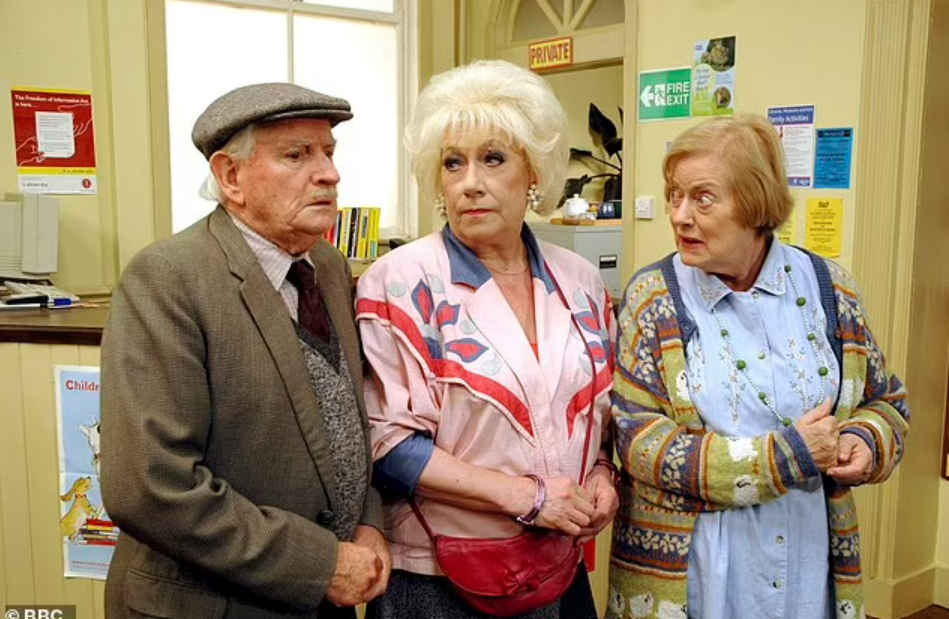 ‘Last of the Summer Wine’: Howard (Robert Fyfe), Marina (Jean Fergusson) and Miss Davenport (Josephine Tewson)