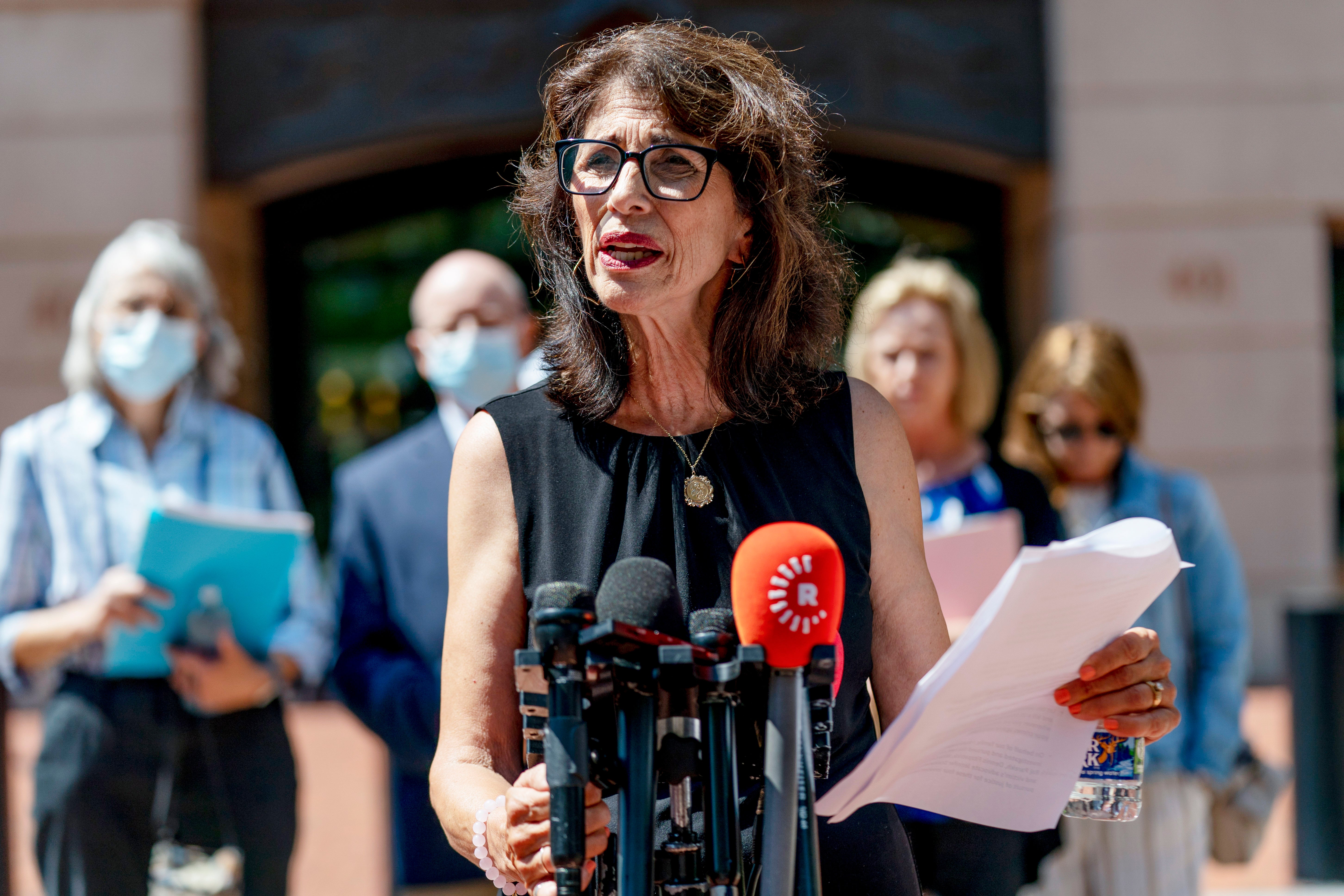 Diane Foley, mother of James Foley, speaks after the sentencing of Elsheikh at the District Courthouse in Alexandria yesterday