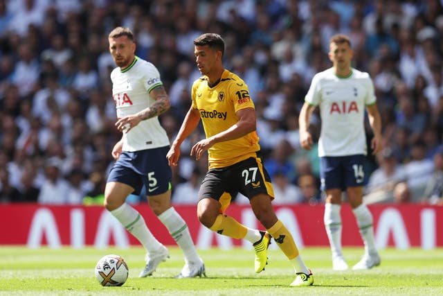 <p>Matheus Nunes on the ball for Wolves</p>