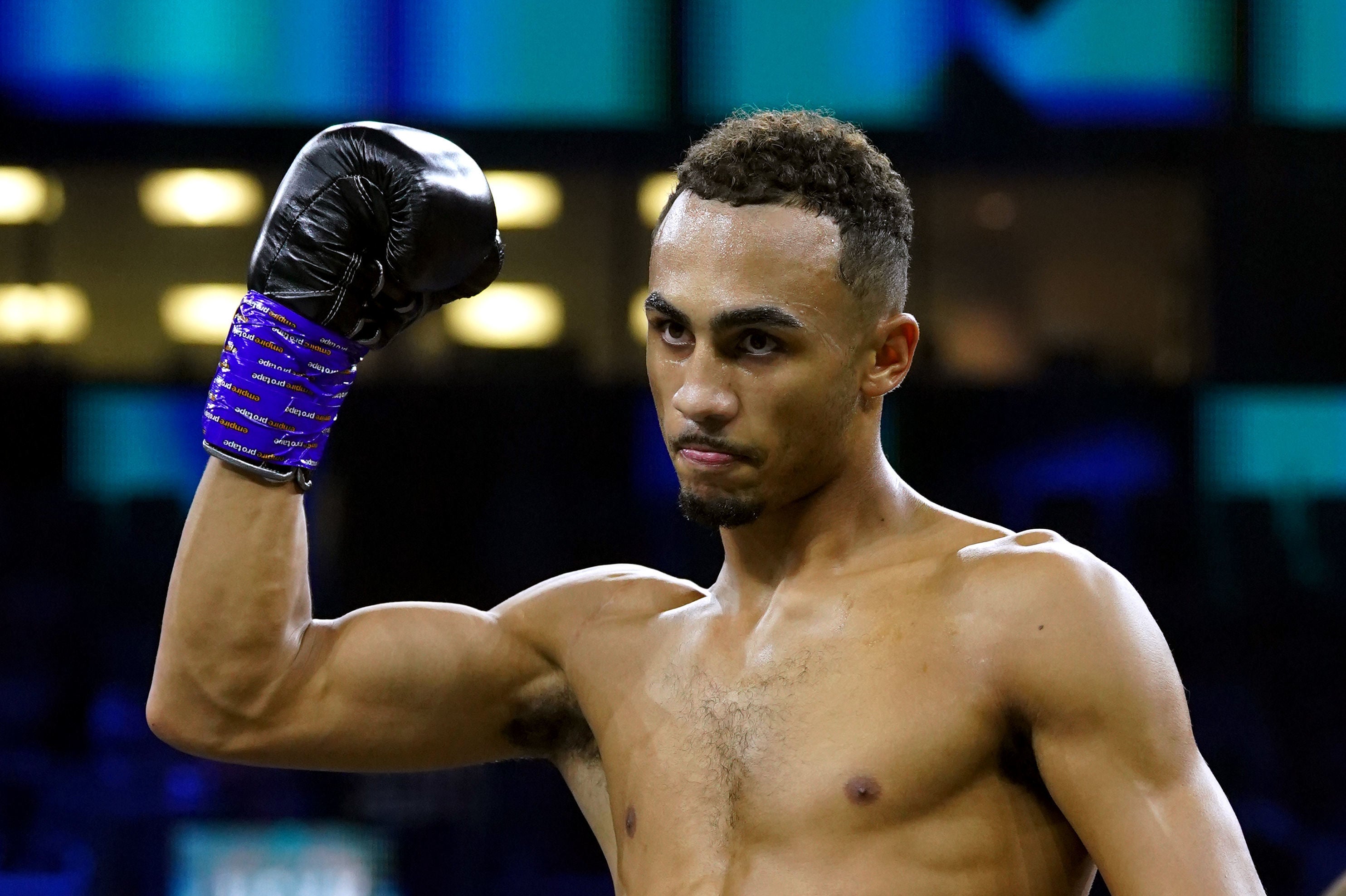 Ben Whittaker celebrates a decision victory over Petar Nosic in Jeddah