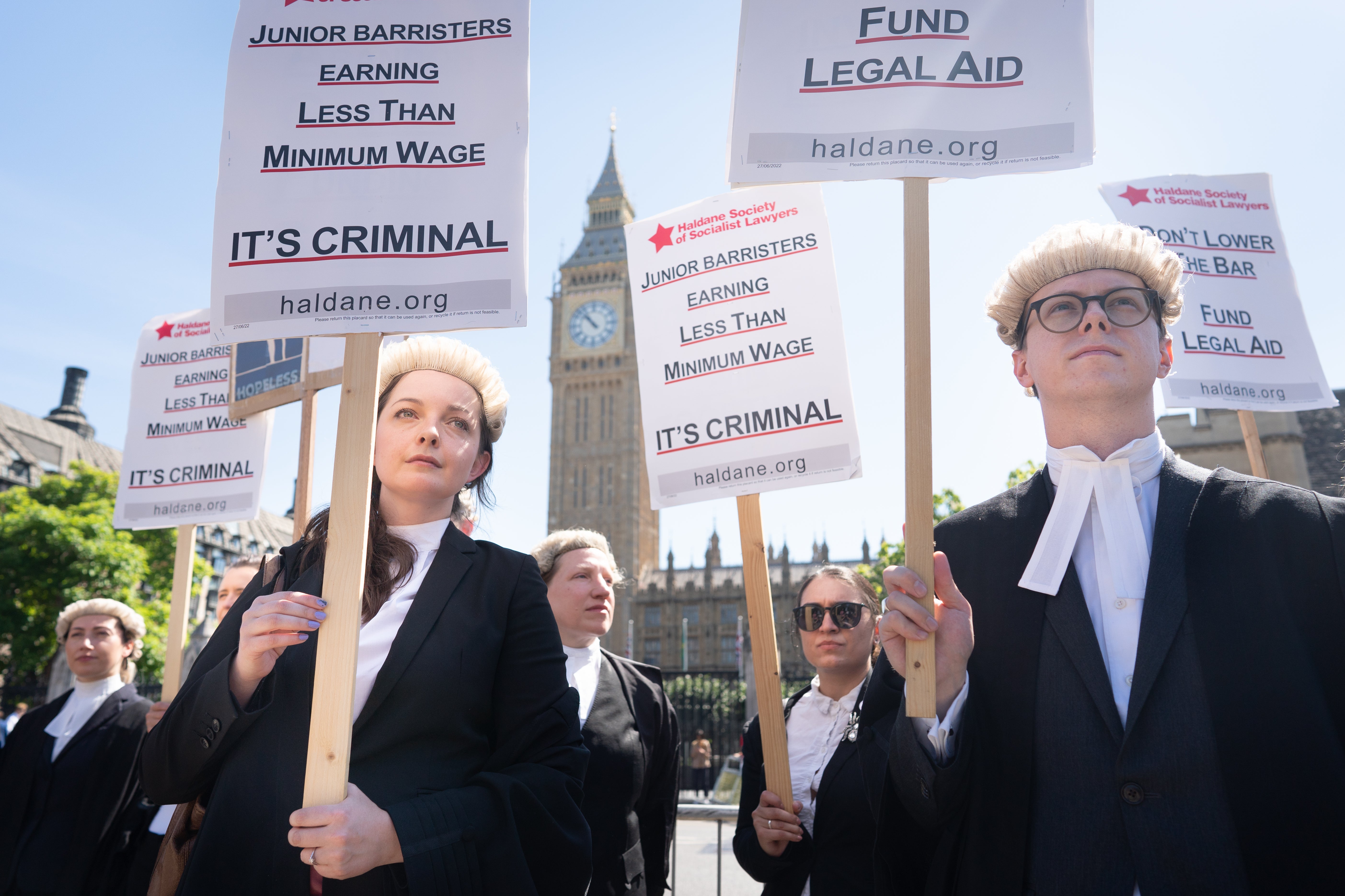 Barristers have been staging walkouts in a dispute over pay