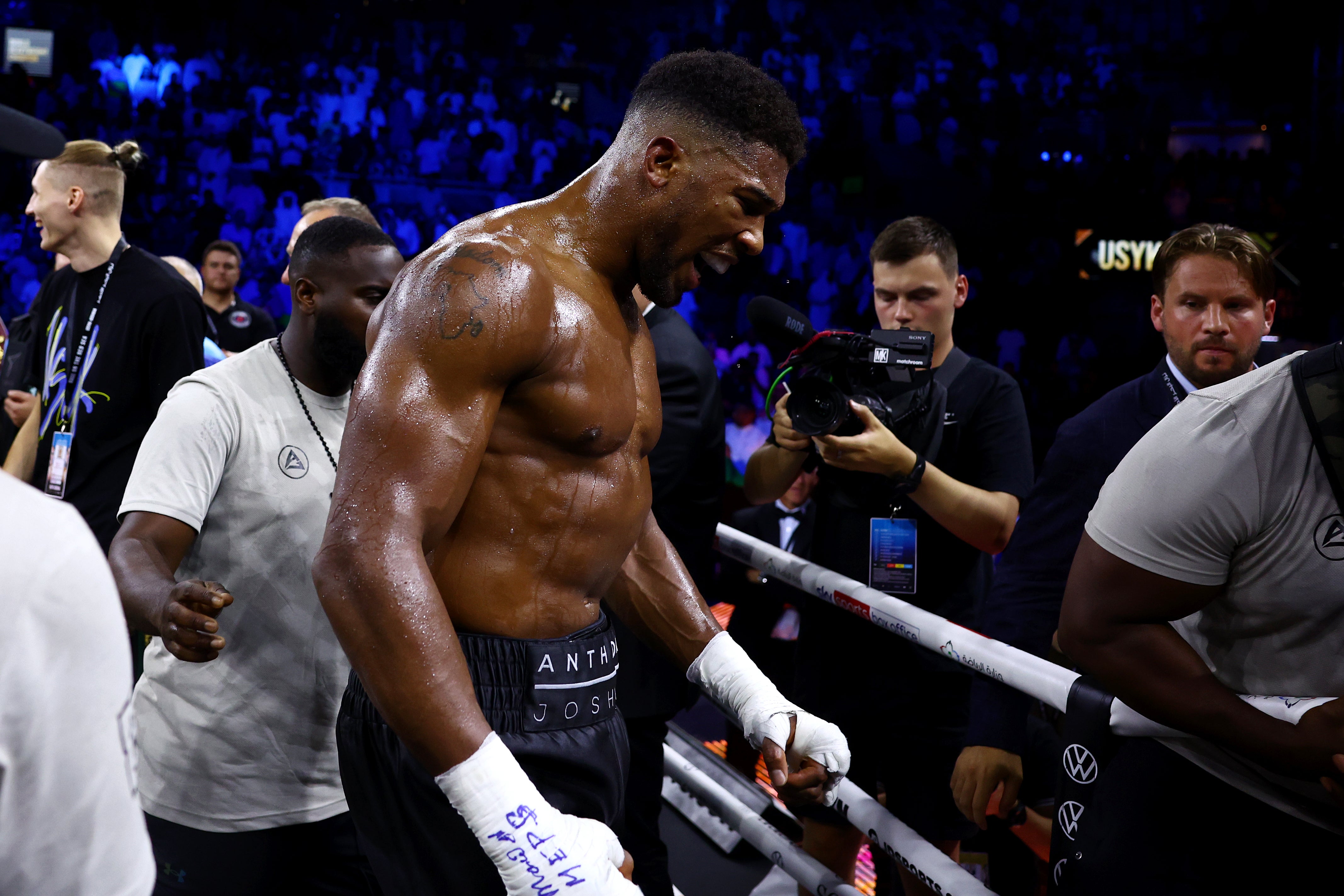 Anthony Joshua was clearly emotional following his defeat