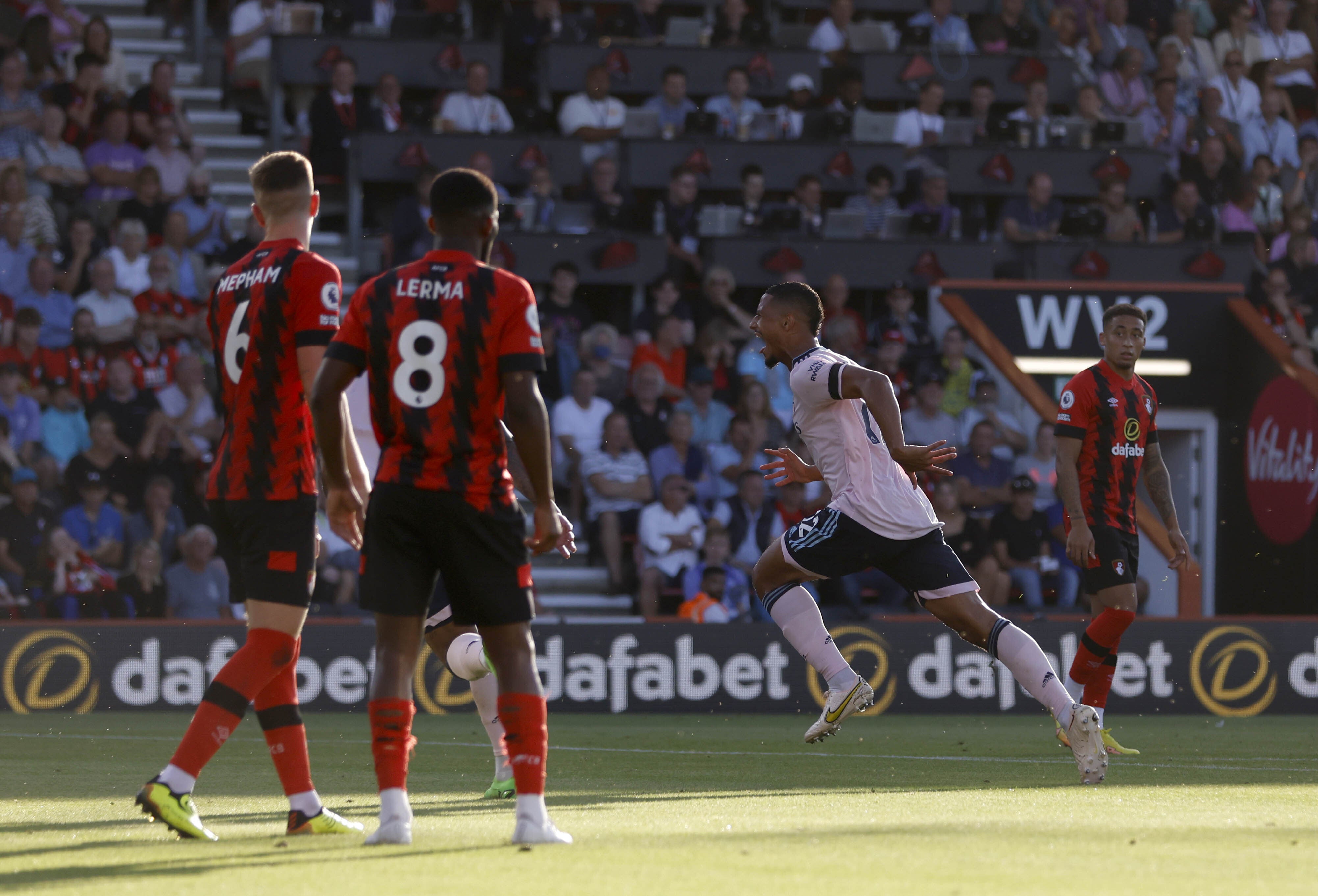 William Saliba scored Arsenal’s third goal at Bournemouth (Steven Paston/PA)