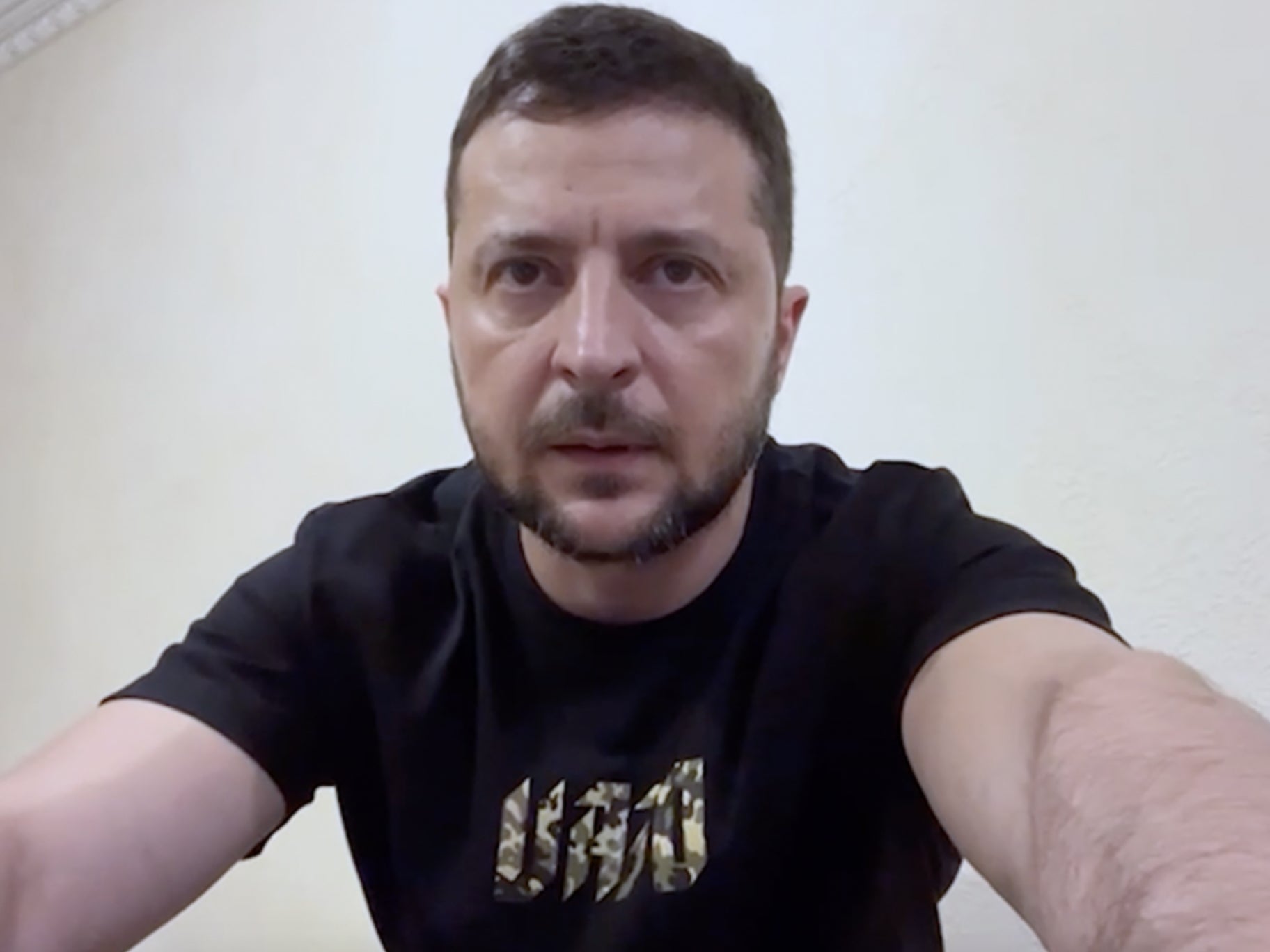 Volodymyr Zelensky giving his nightly speech to Ukrainians