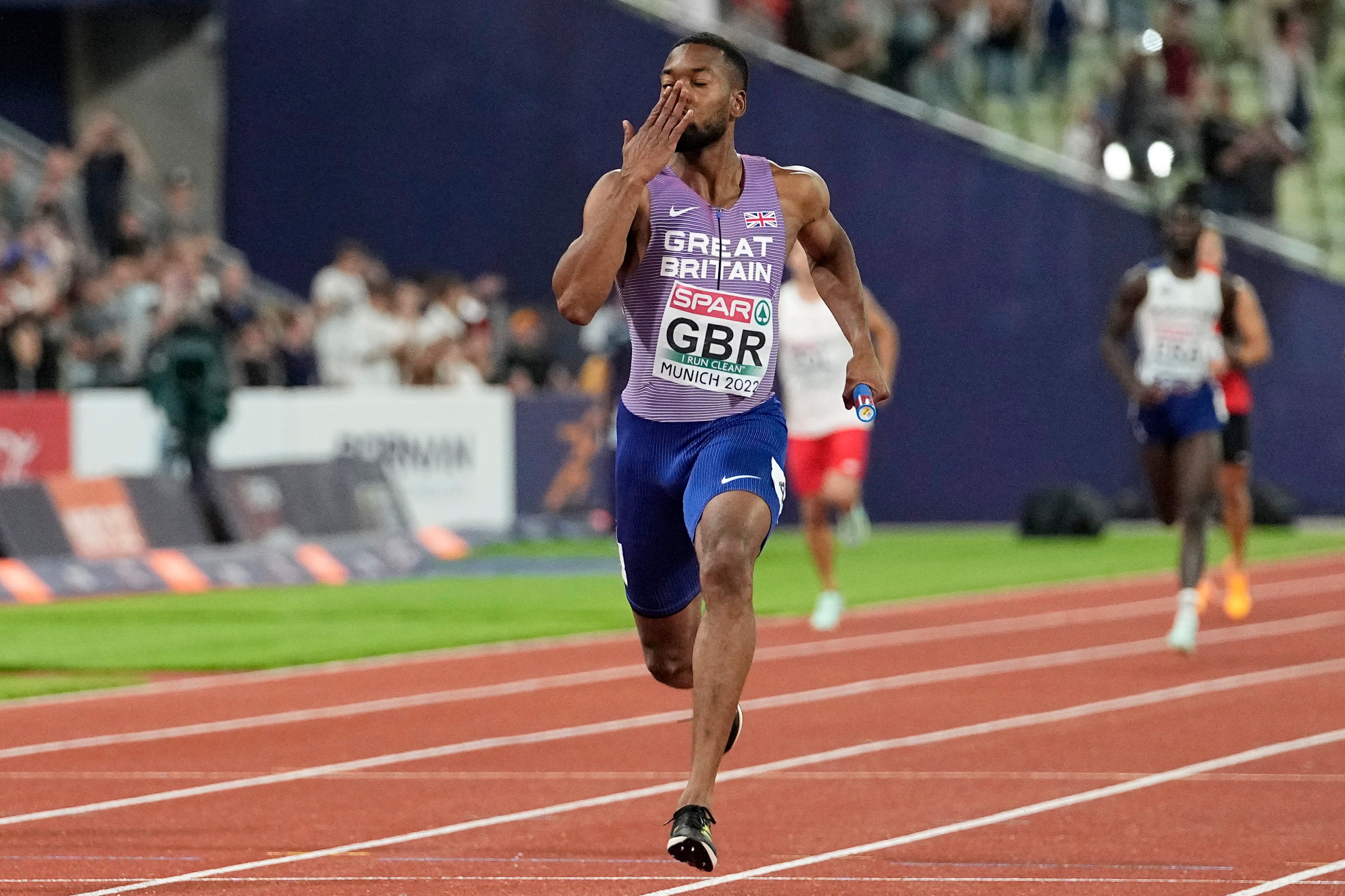 Nethaneel Mitchell-Blake ran the final leg (Martin Meissner/AP)