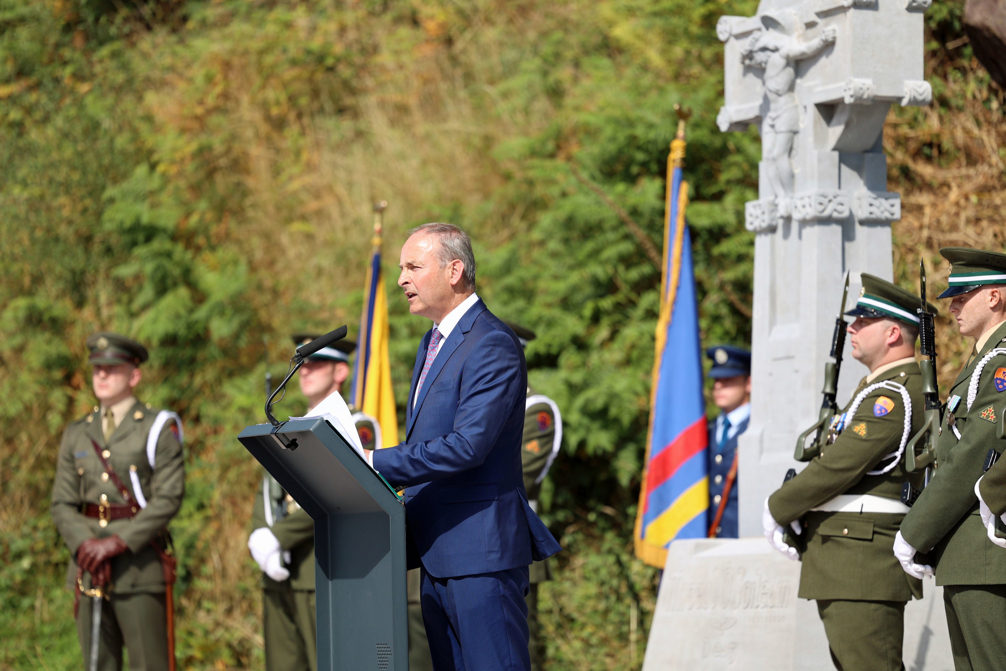 Taoiseach Micheal Martin speaks at the centenary commemoration of Michael Collins’ death.