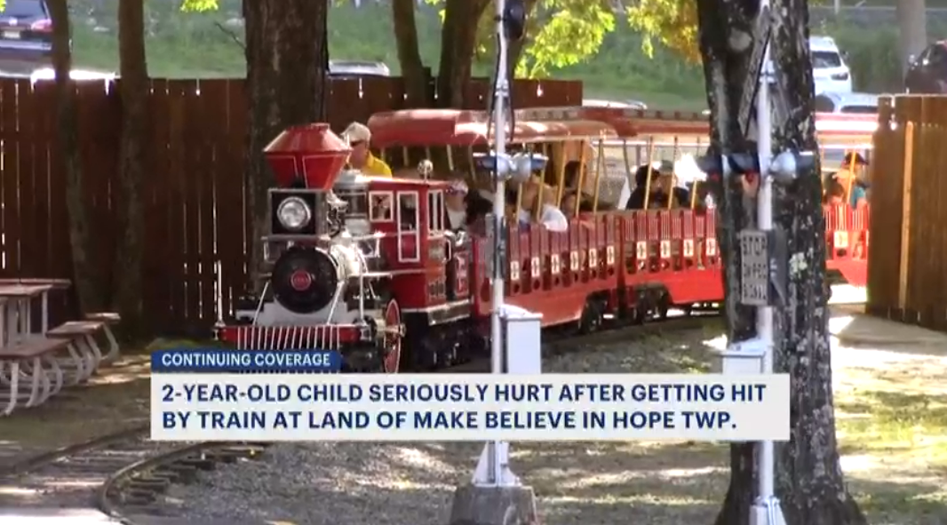 A 2-year-old boy was hit by a train at a popular New Jersey theme park over the weekend and remains in critical condition, authorities said